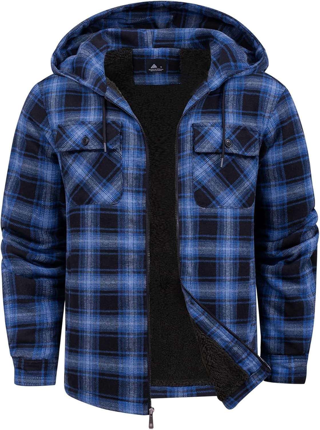 SCODI Mens Flannel Hooded Jacket Sherpa Lined Zip Up Hoodies for Men Plaid Shirt Jackets Warm Thick Fleece Coat with Pocket