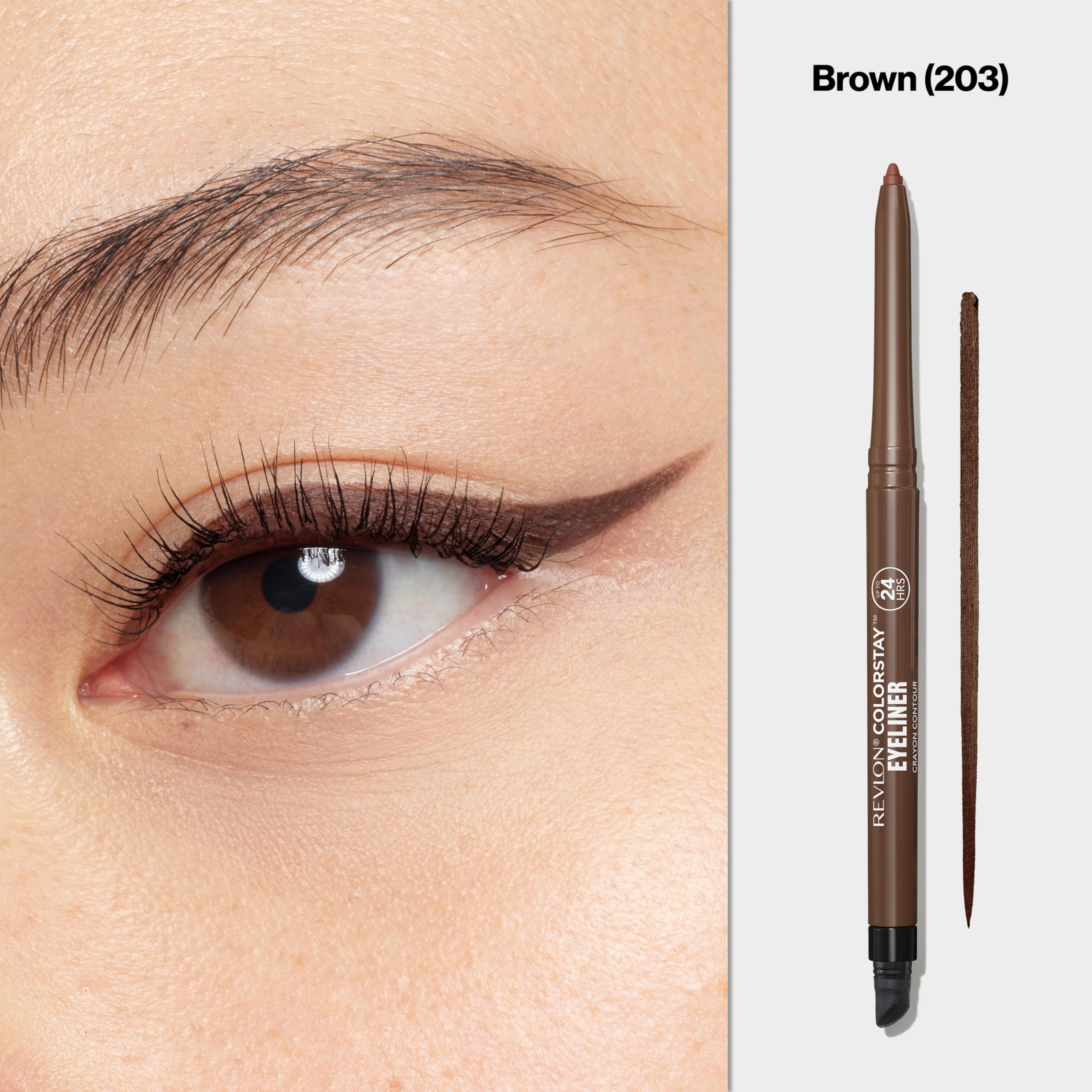 Revlon ColorStay Pencil Waterproof Eyeliner, Smudge-Proof, Eye Makeup with Built-In Sharpener, 202 Black Brown, 0.01 oz