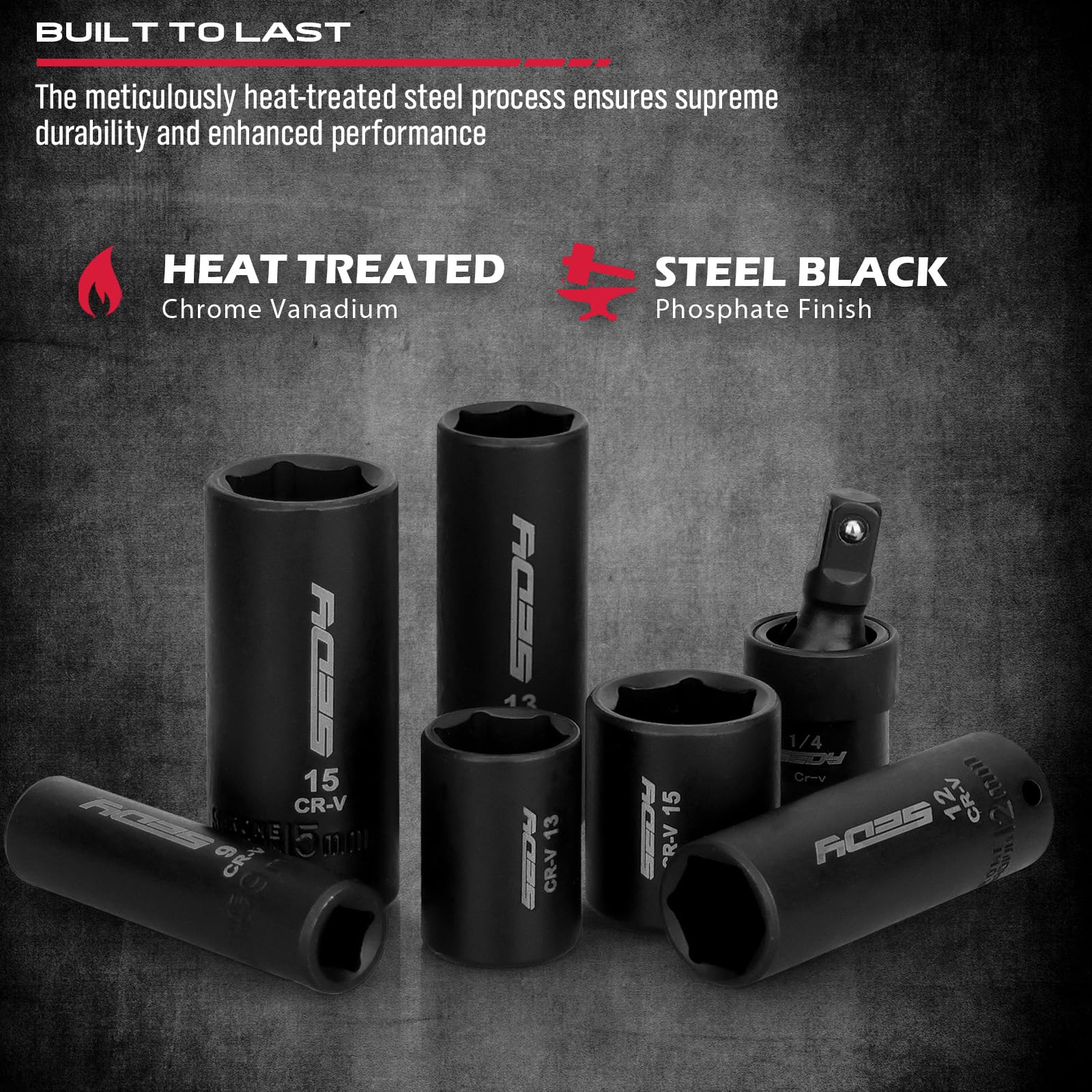 29-Piece 1/2" Drive Impact Socket Set, SAE (3/8 to 1 inch) and Metric (10-24mm) Sizes with Extension Bars Standard Deep Socket Set CR-V Material High Durability Impact Wrench