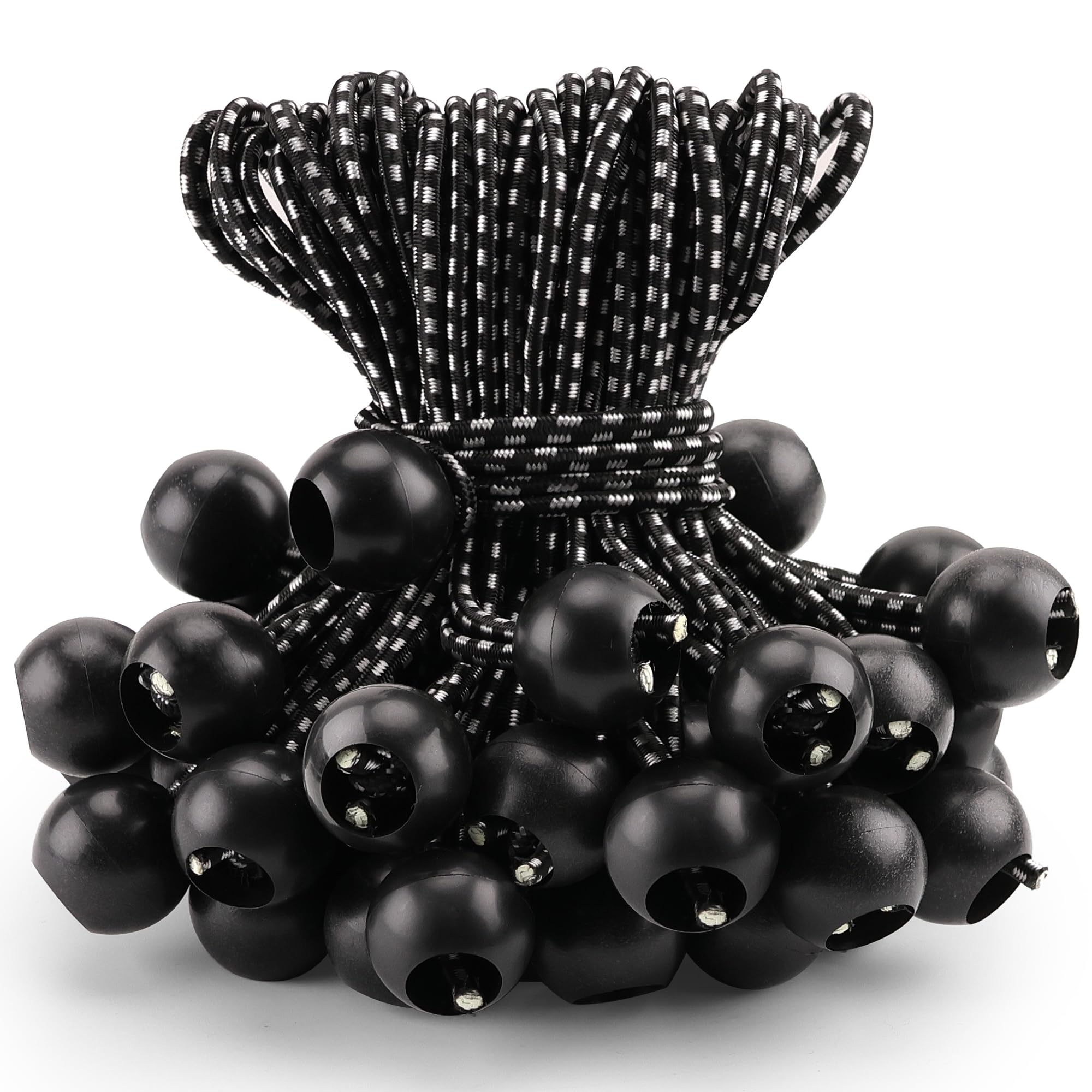 60-Piece Bungee Cords Assorted Sizes - 10" 18" 24" 32" 40" Bungee Cords with Hooks, Heavy Duty Outdoor, Large Medium Small Mini Elastic Canopy Tarp Bungee Ball Ties Tarp Clips Organizer