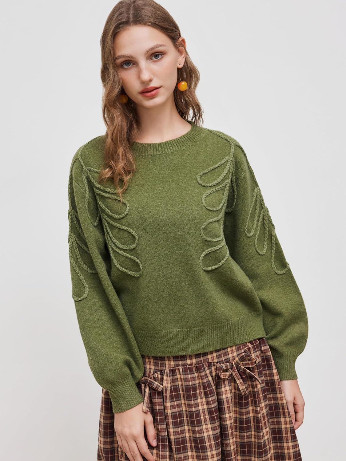 CIDER Women's Oversized Sweaters Long Sleeve Round Neck Tops Knit Pullover Sweater