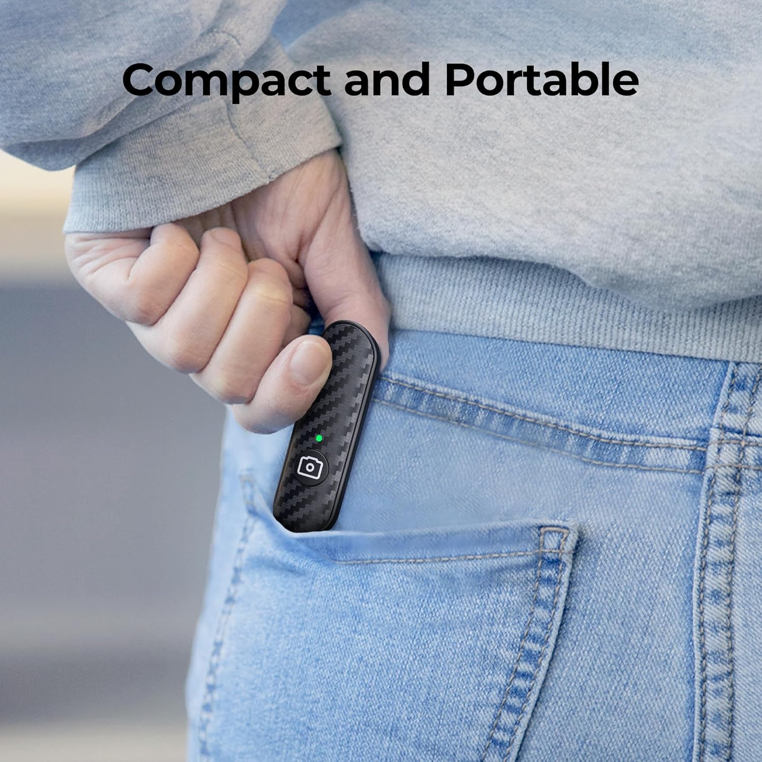 ATUMTEK Bluetooth Remote Shutter, Carbon Fiber Design, Rechargeable Camera Remote Control for iOS & Android Smartphones, Compact and Portable, with Type-C Charging, 10m Remote Range, Bluetooth 5.0