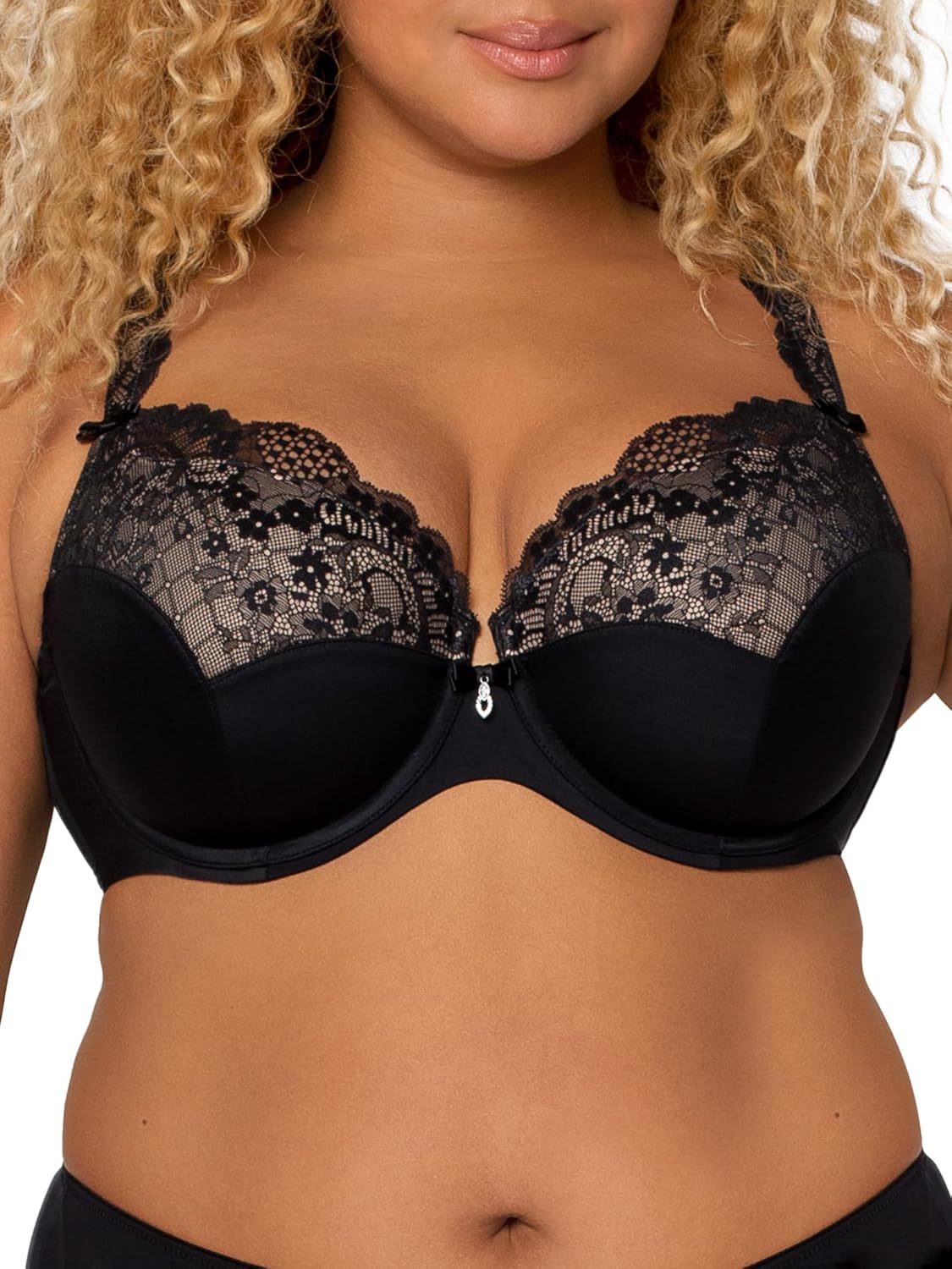 Curvy Couture Womens Tulip Strappy Lace Push-up Bra