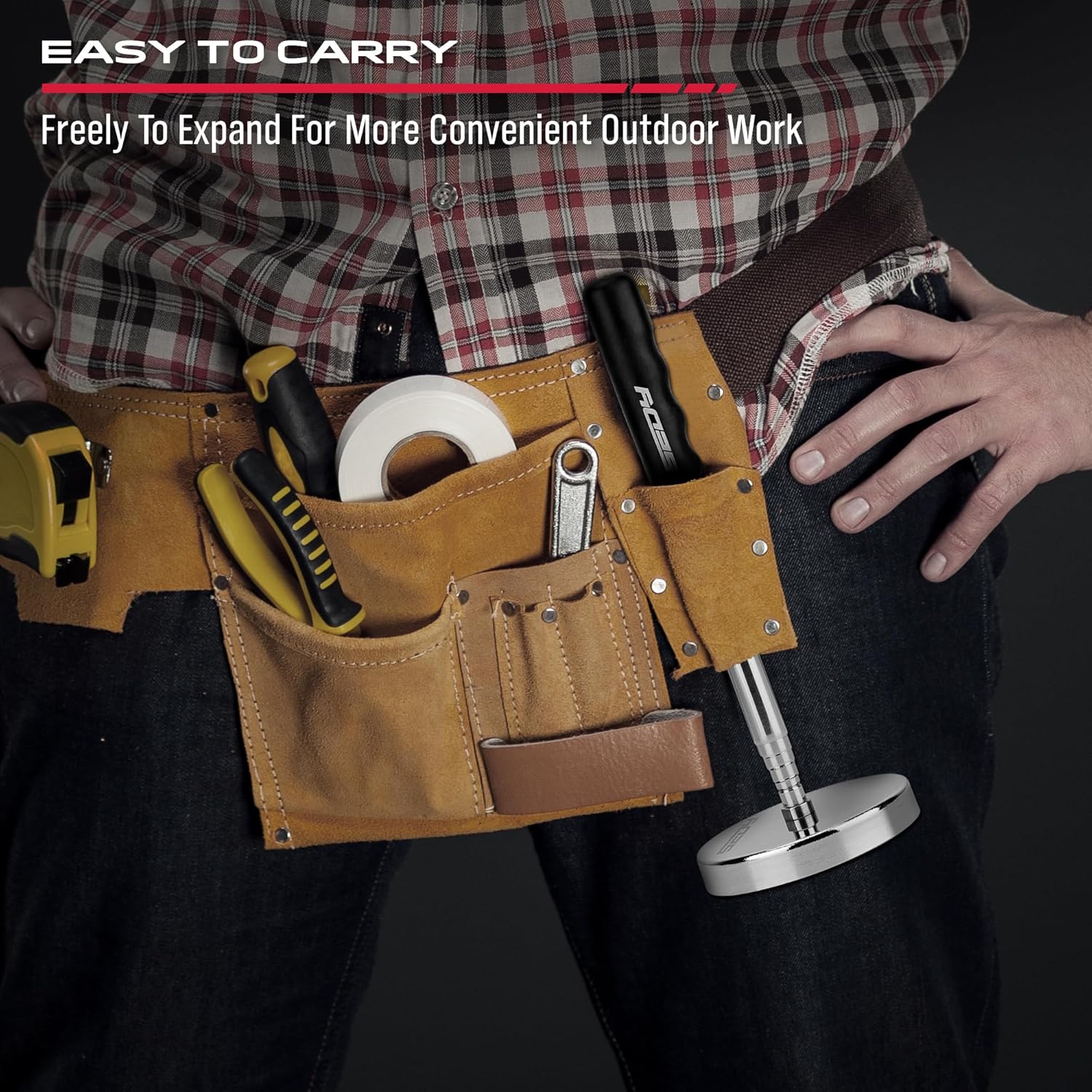 Telescoping Magnetic Sweeper Pickup Tool: Strong Magnet Pick up Nails Screws and Metal Parts Nut Bolts Steel Iron Parts Finder 35LB Pull Capacity Retractable 8.6" to 33" Telescopic Stick