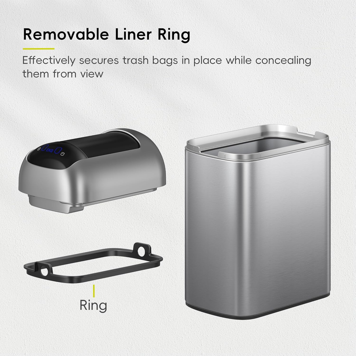 EKO Astro Slim Sensor Trash Can, 10L / 2.6 Gallon Touchless Garbage Bin with Soft-Close Butterfly Lid, Motion Sensor Stainless Steel Trash Can for Bathroom, Kitchen and Office, Waterproof