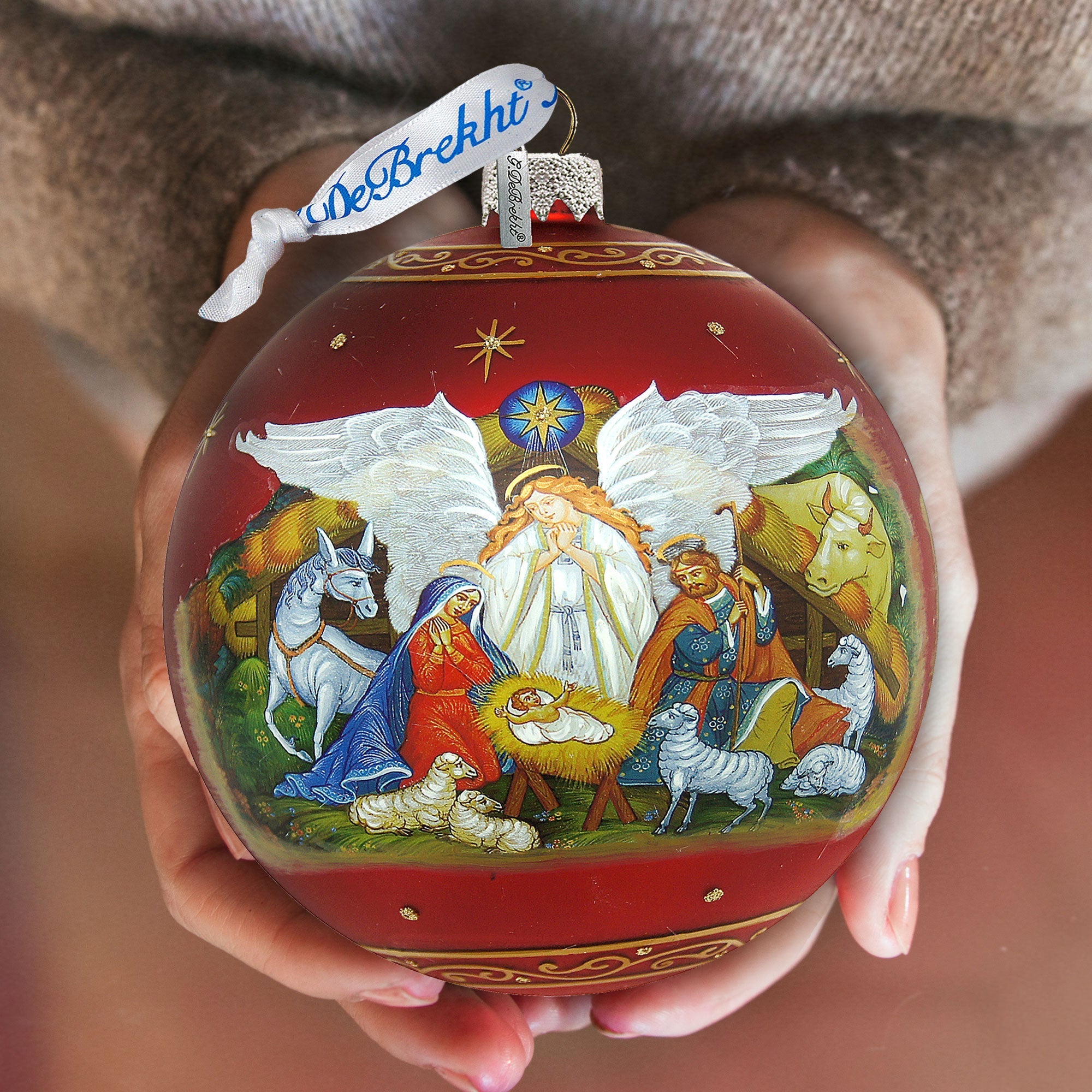 Limited Edition, Oversized Guarding Light Iconic Nativity Ball Glass Ornament, Christmas Decor - 73860 by G. DeBrekht