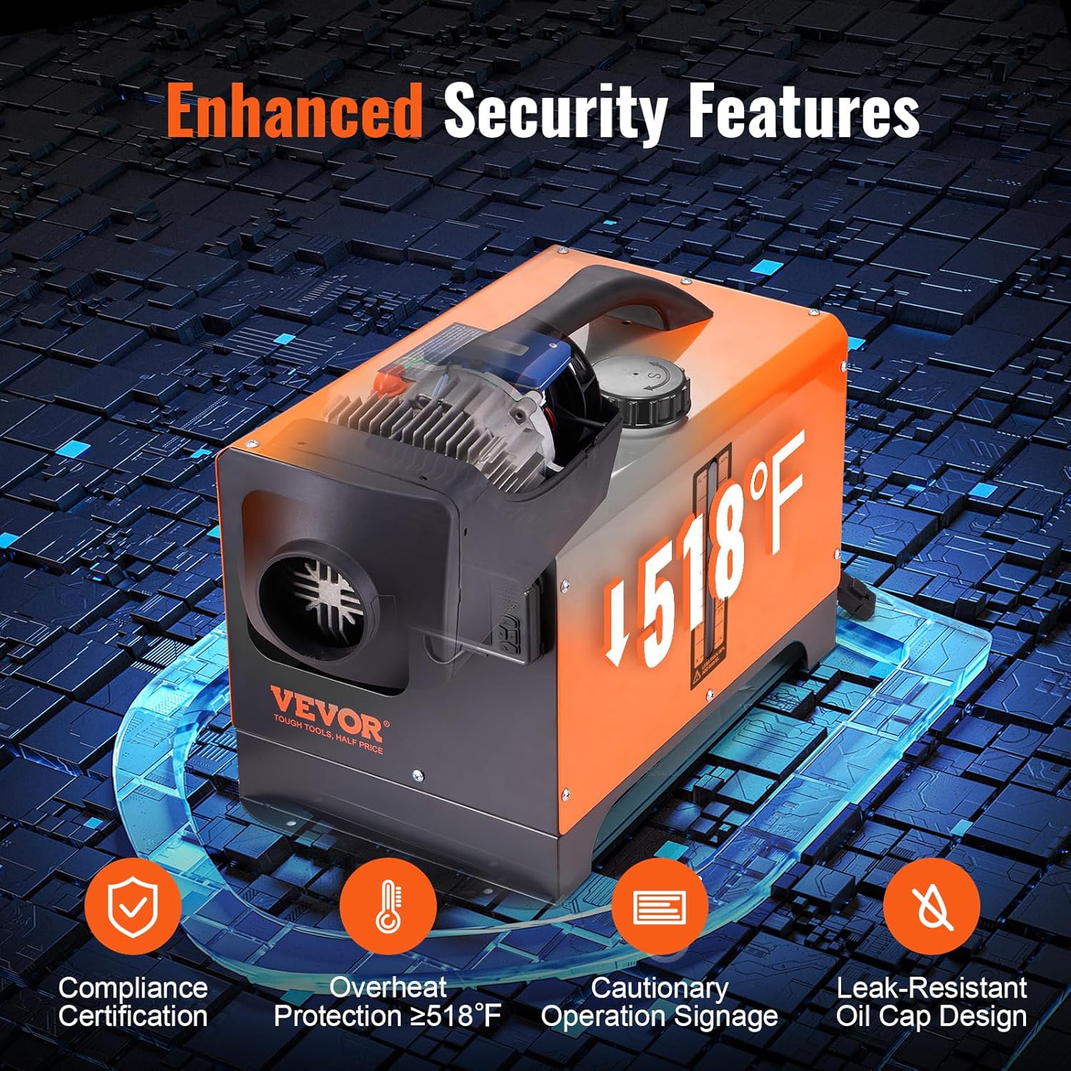 VEVOR 8KW Diesel Heater, Diesel Heater All in One with Automatic Altitude Adjustment, Max 18045 ft, Bluetooth App Control, Remote Control and LCD, Portable Diesel Air Heater for Vehicles and Outdoors