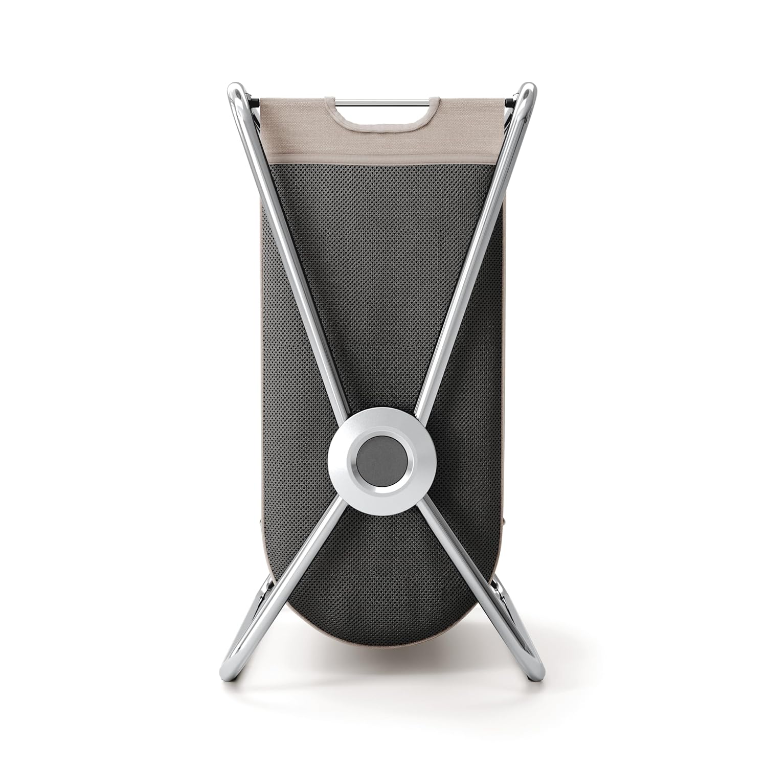 simplehuman single x-frame laundry hamper, 100% recycled polyester removable laundry baskets with easy carry handles, heavy-gauge steel frame, chrome, 65L