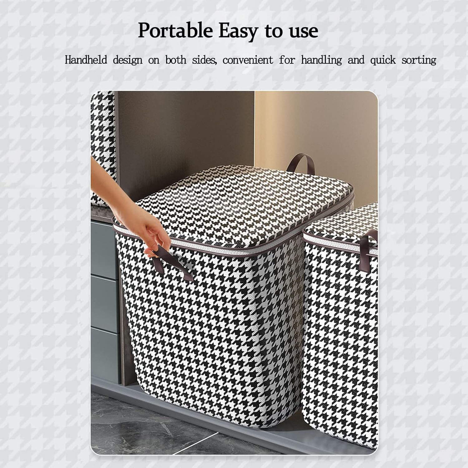 Clothes Storage Bag, Large Storage Container with Reinforced Handle and Sturdy Zipper, Foldable Portable Storage Bag for Bedding Clothing Blanket Pillows (28''x20''x20'')