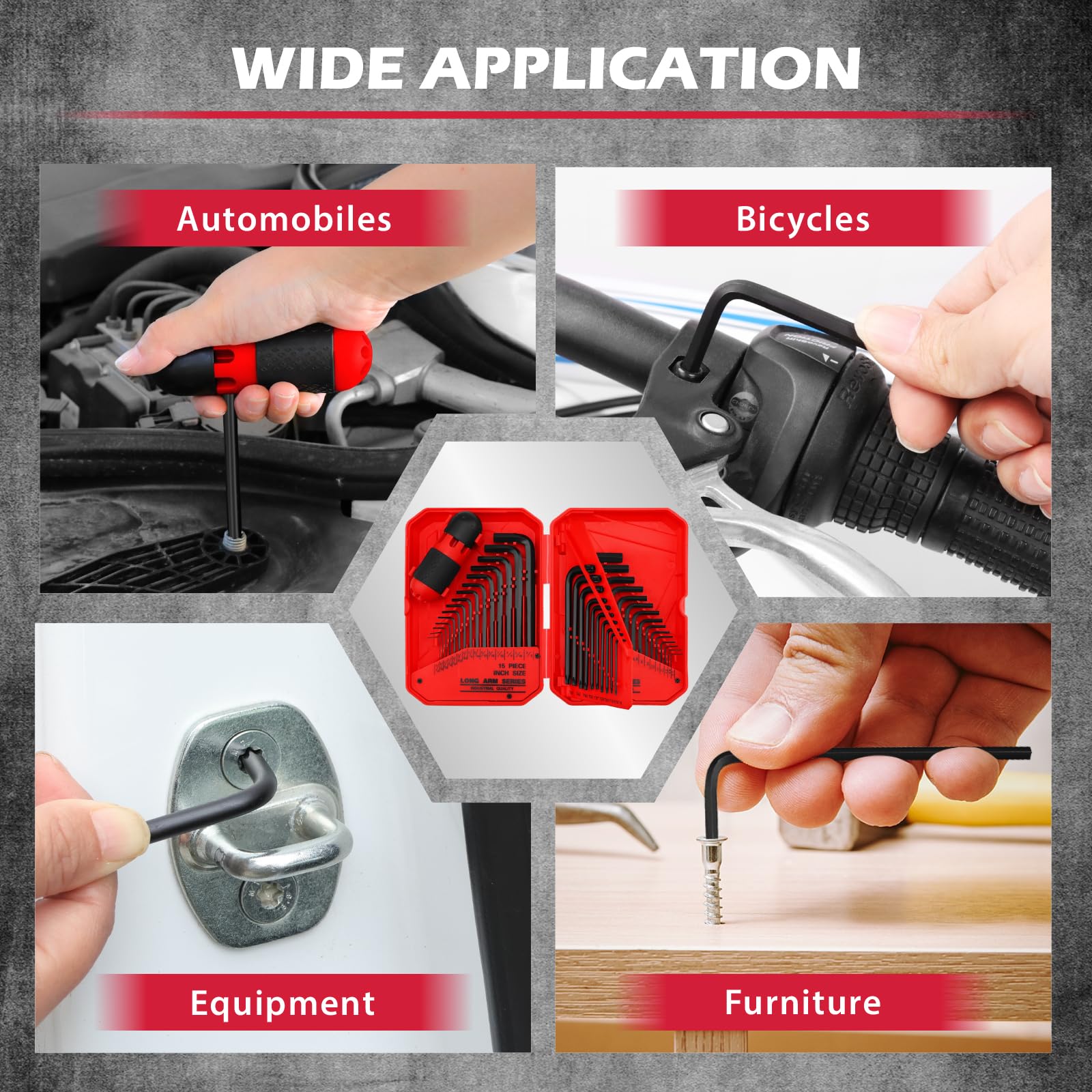 SEDY 32-Piece Hex Key Wrench Set, Metric and SAE Allen Wrenches (0.028-3/8 inch, 0.7-10 mm) L Shape Allen Keys, Chrome Vanadium Steelwith 2x Extension Handle