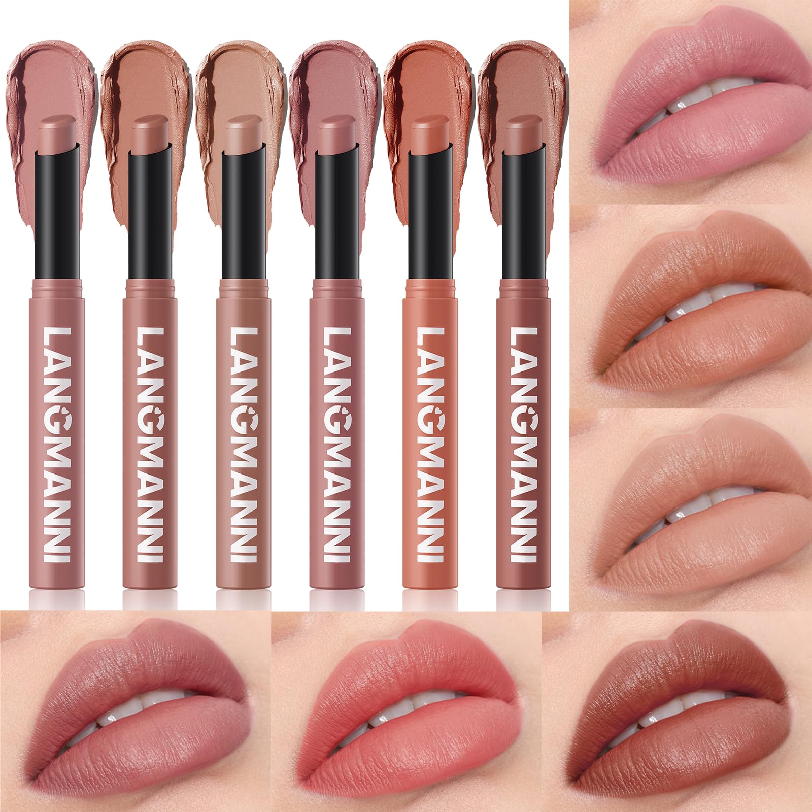 Jolilab 12Pcs Velvet Matte Lipstick Nude Matte Soft Dark Color Stick High Pigmented Long-Lasting Waterproof Lip Stick Lip Balm Beauty Cosmetics Gift for Girls and Women(01#-12#)