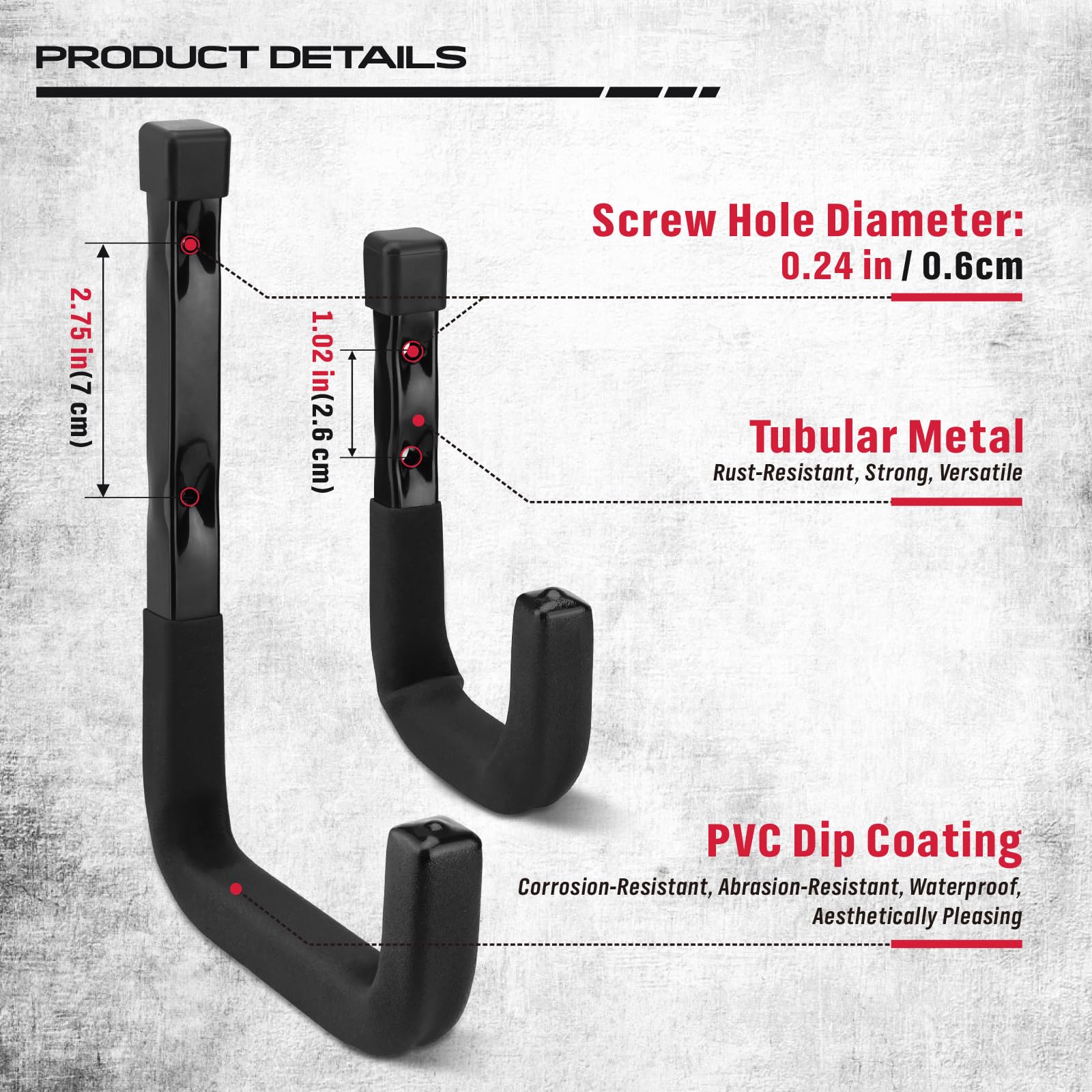 SEDY 6-Piece Heavy Duty Garage Storage Hooks, Wall Mount J Utility Hooks Holds 88 LB, Large Metal Utility, Garage Storage Ladders for Bikes, Garden Tools