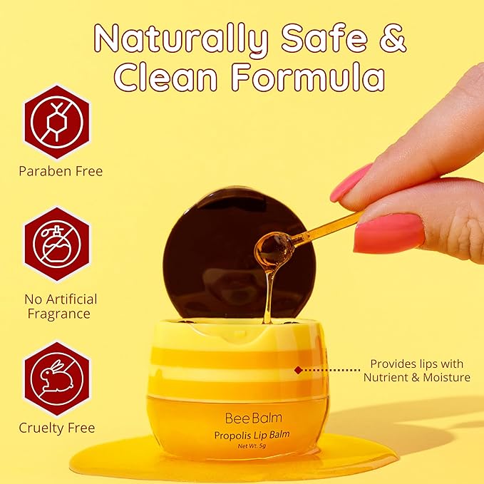 Original My Bee Balm Lip Balm - Propolis Hydrating Balm Honey Pot for Dry, Chapped & Cracked Lips with Propolis, Honey & Vitamin E - Soften, Smooth & Reduce Lip Lines