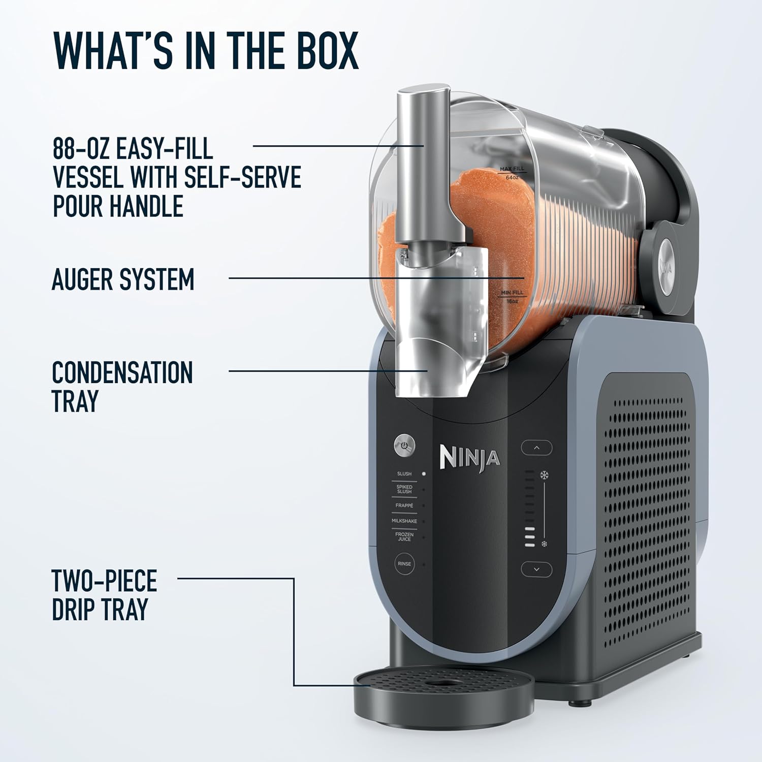 Ninja SLUSHi with RapidChill Technology, 88 oz. Frozen Drink & Slushie Machine, 5 Preset Programs, Margaritas, Frappés, and More, Premium Accents, Black, FS301