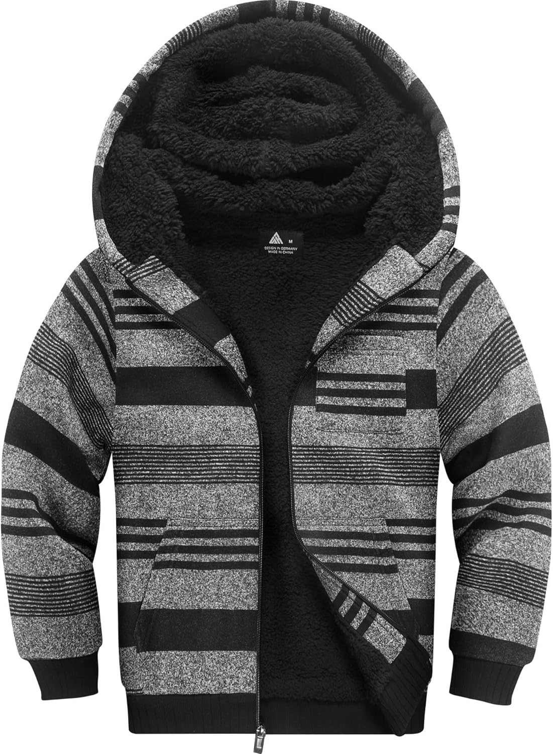 SWISSWELL Hooded Jacket for Boys Full Zip Ultra Soft Sherpa Fleece Hoodie Sweatshirt for Kids School Hooded Outerwear