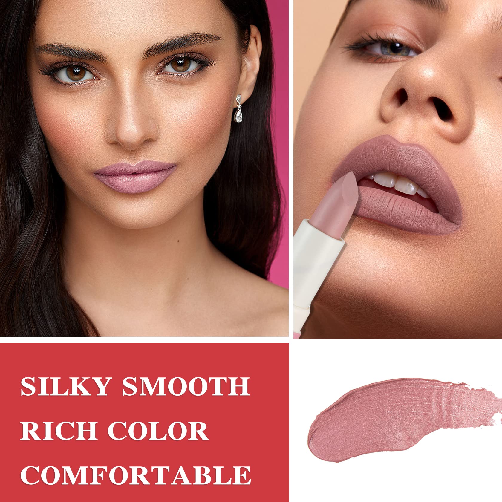 4 Pack Aloe Vera Lipstick,Long Wear Nourishing Lip stick,Waterproof Moisturizing Color Changing Lip Balm Lipstick,Lip Gloss,Magic Temp Color Change Matte Lip Gloss Makeup