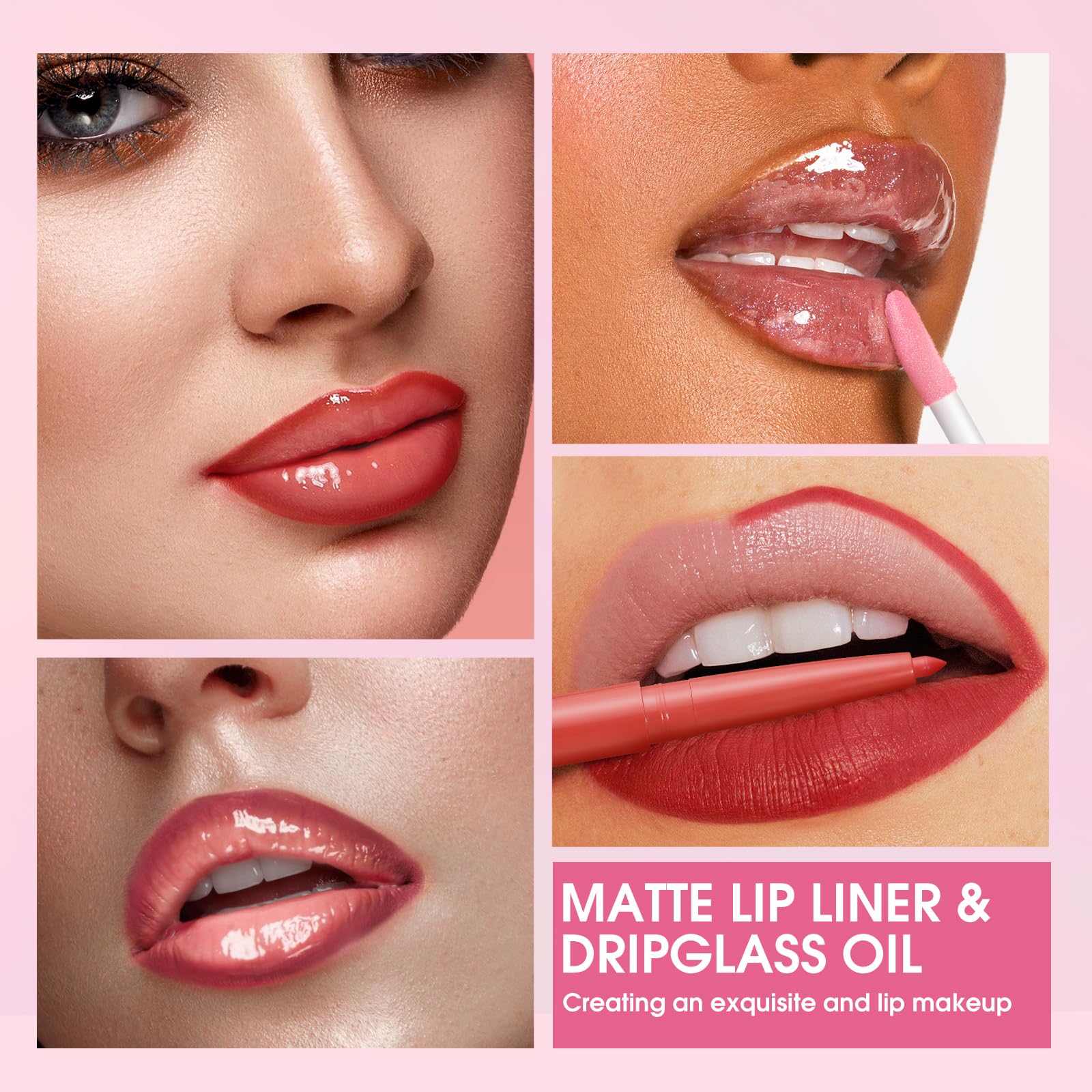 Jolilab Matte Lip Liner Lip Oil Set, Lip Makeup Set Natural Smooth Long-Lasting And Hydrating Beauty Daily Cosmetics Gift for Girls Easy-to-Use(12pcs)