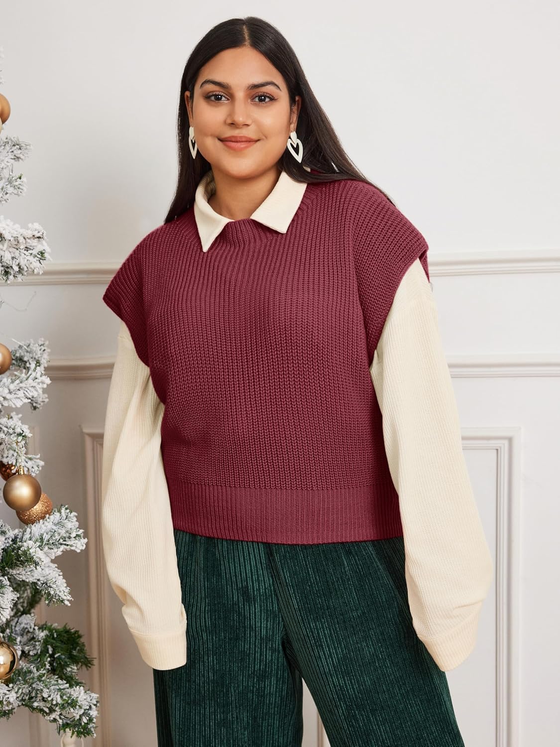 CIDER Women's Casual Sleeveless Knit Vest Sweater Pullover Stylish and Comfortable Plus Size