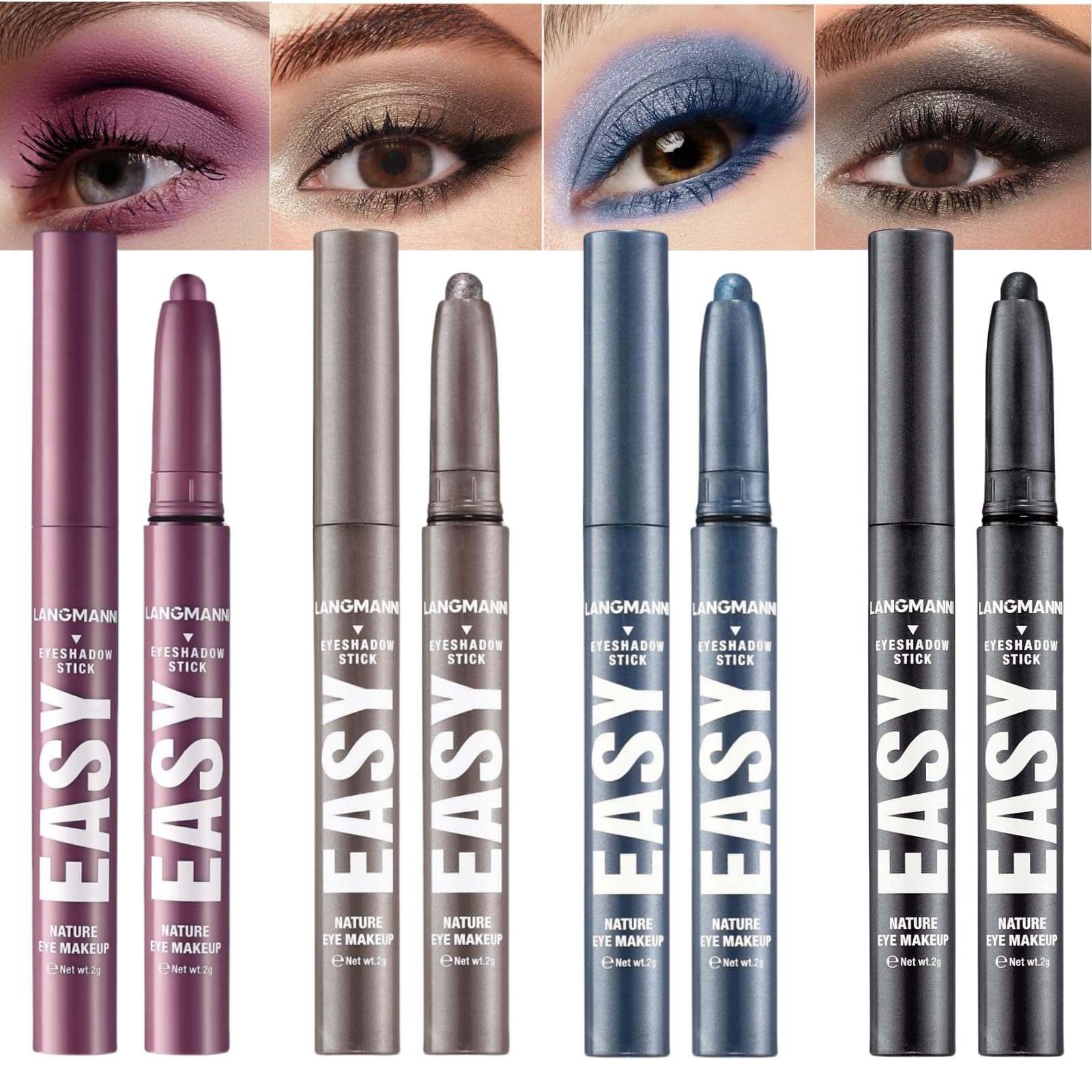 Jolilab Eyeshadow Stick Set, 8 Colors Matte Professional Bright-Colored Contouring and Highlight Eyeshadow Stick, Cream Waterproof Long Lasting High Pigmented Eye Shadow. (8, EYESHADOW B)