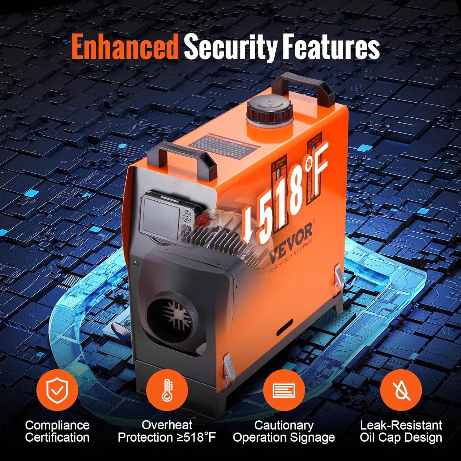 VEVOR 8KW Diesel Heater All in One, Diesel Air Heater with Bluetooth App Control, Portable Parking Heater Automatic Altitude Adjustment Max 18045 ft, Remote Control and LCD, for Vehicles