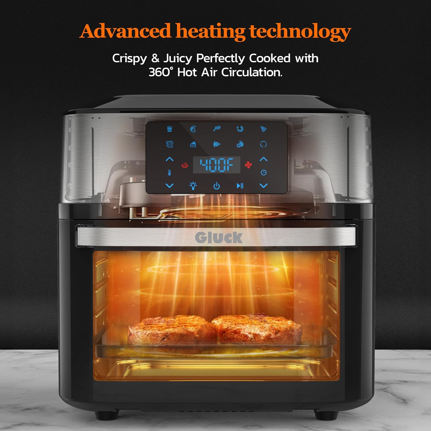 Air Fryer Oven Large 20 QT, 10-in-1 Toaster Oven Air Fryer Combo with Window for Family, Airfryer Oven with Rotisserie, 3 Dehydrating Racks