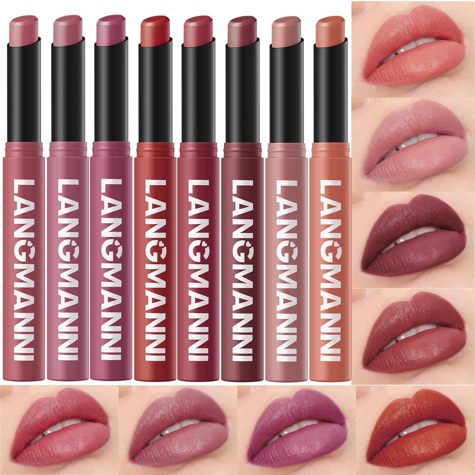 Jolilab 12Pcs Velvet Matte Lipstick Nude Matte Soft Dark Color Stick High Pigmented Long-Lasting Waterproof Lip Stick Lip Balm Beauty Cosmetics Gift for Girls and Women(01#-12#)