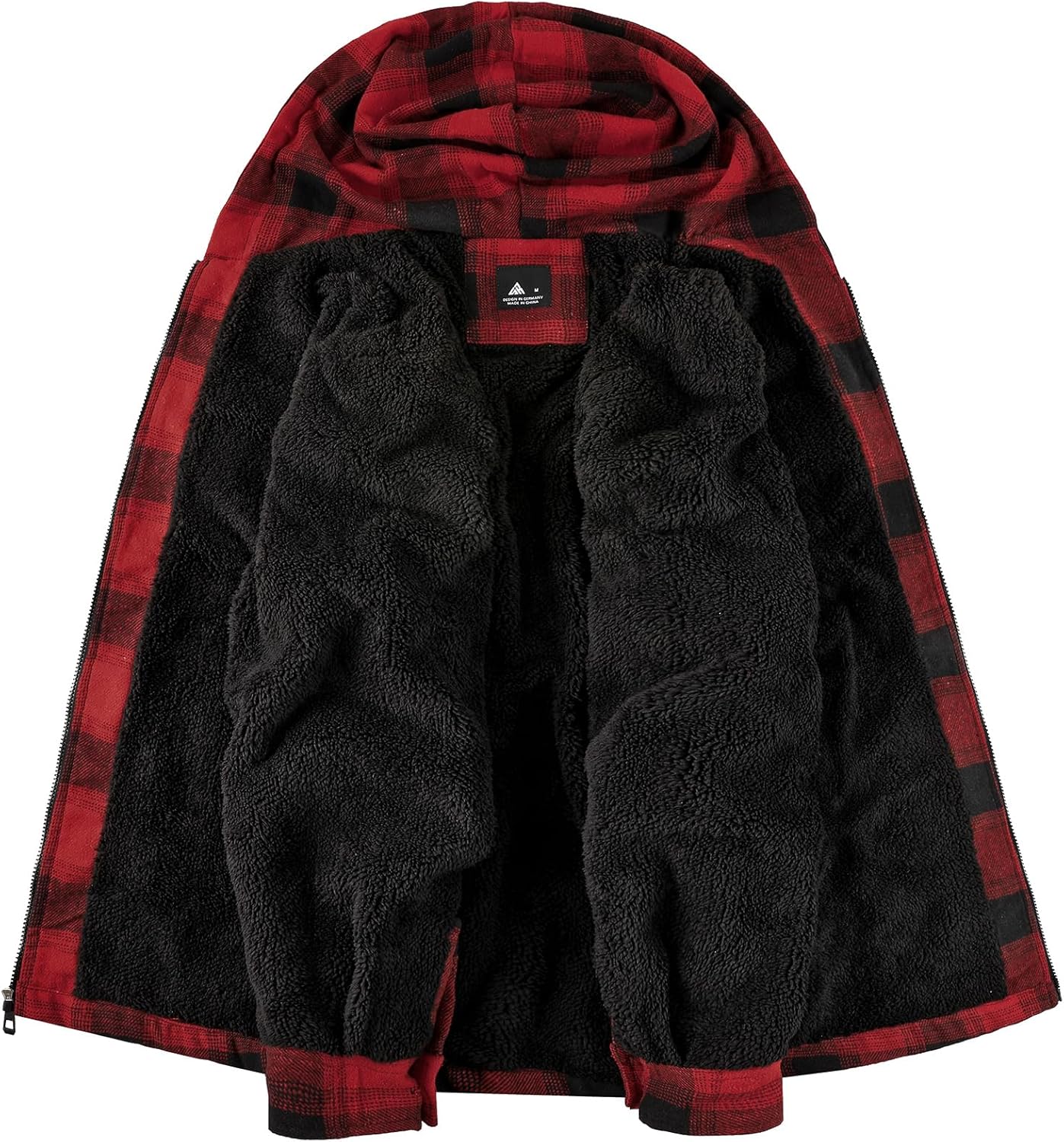 SCODI Mens Flannel Hooded Jacket Sherpa Lined Zip Up Hoodies for Men Plaid Shirt Jackets Warm Thick Fleece Coat with Pocket