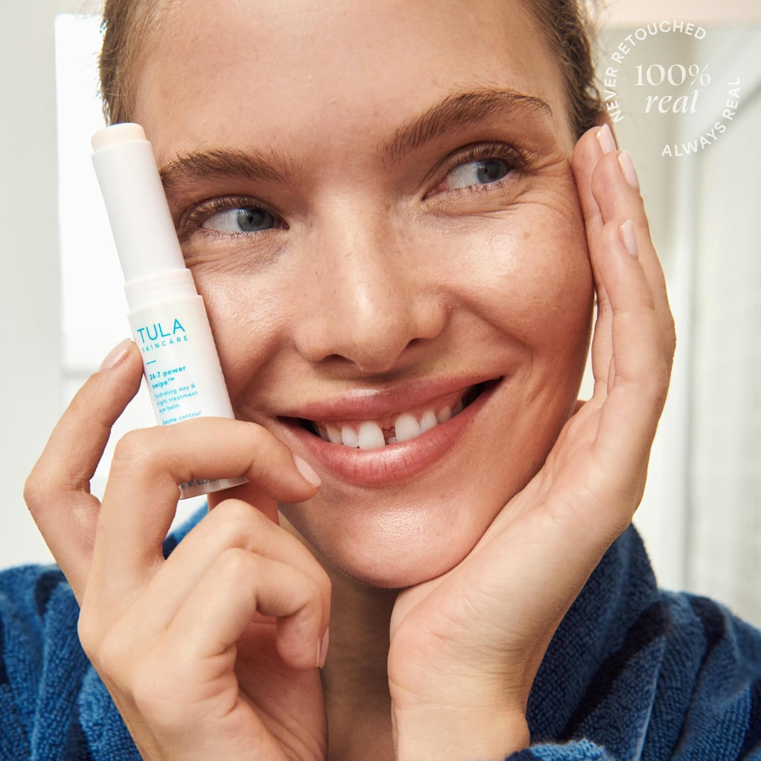 TULA 24-7 Power Swipe Hydrating Eye Balm | Dark Circle Treatment, Instant Brightening, Portable | 0.23oz