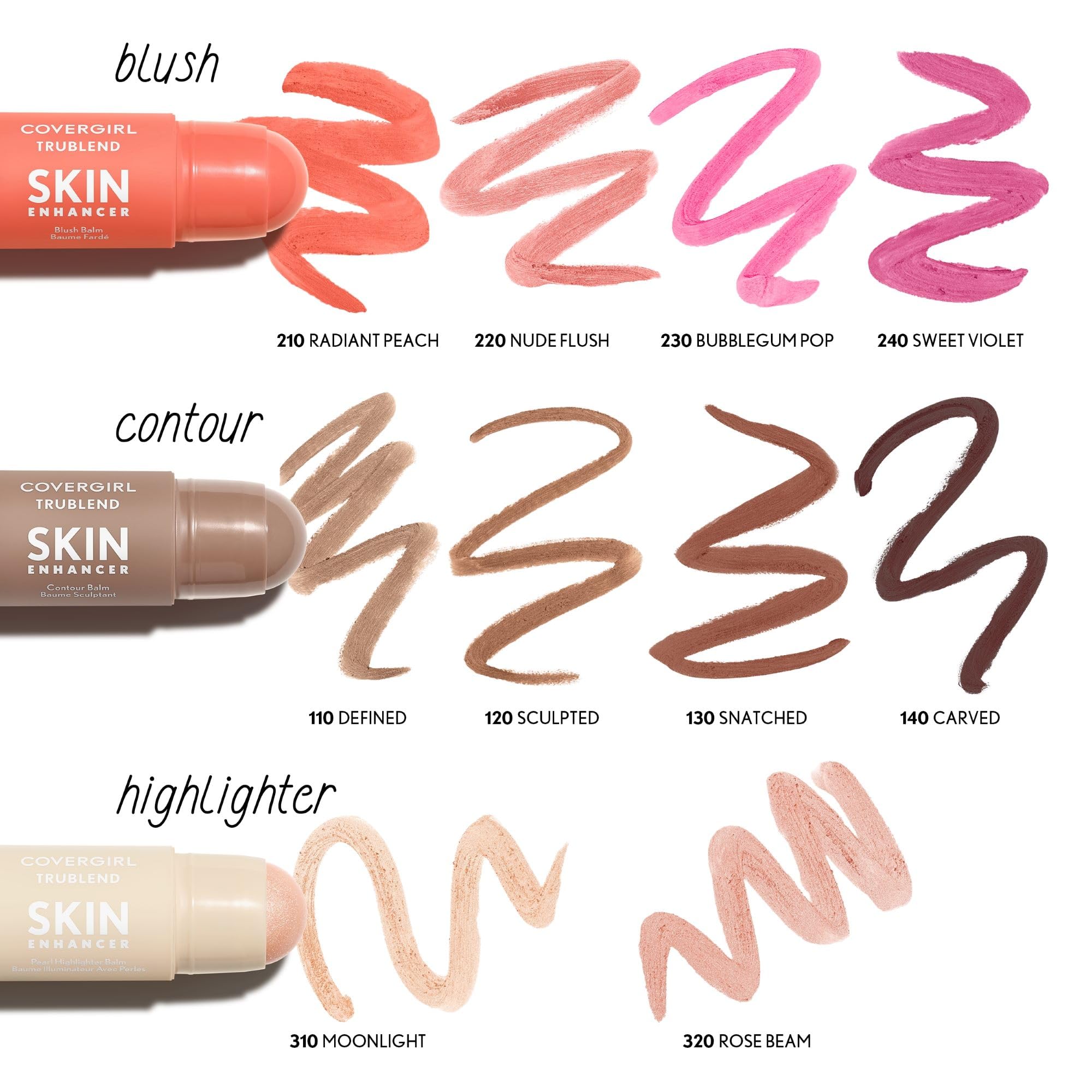 CoverGirl Trublend Skin Enhancer Contour Stick Balm, 110 Defined Contour, Vegan Formula, Easy to Use, Glides on Effortlessly, Non-Greasy, Doesn't Crease, 0.21oz