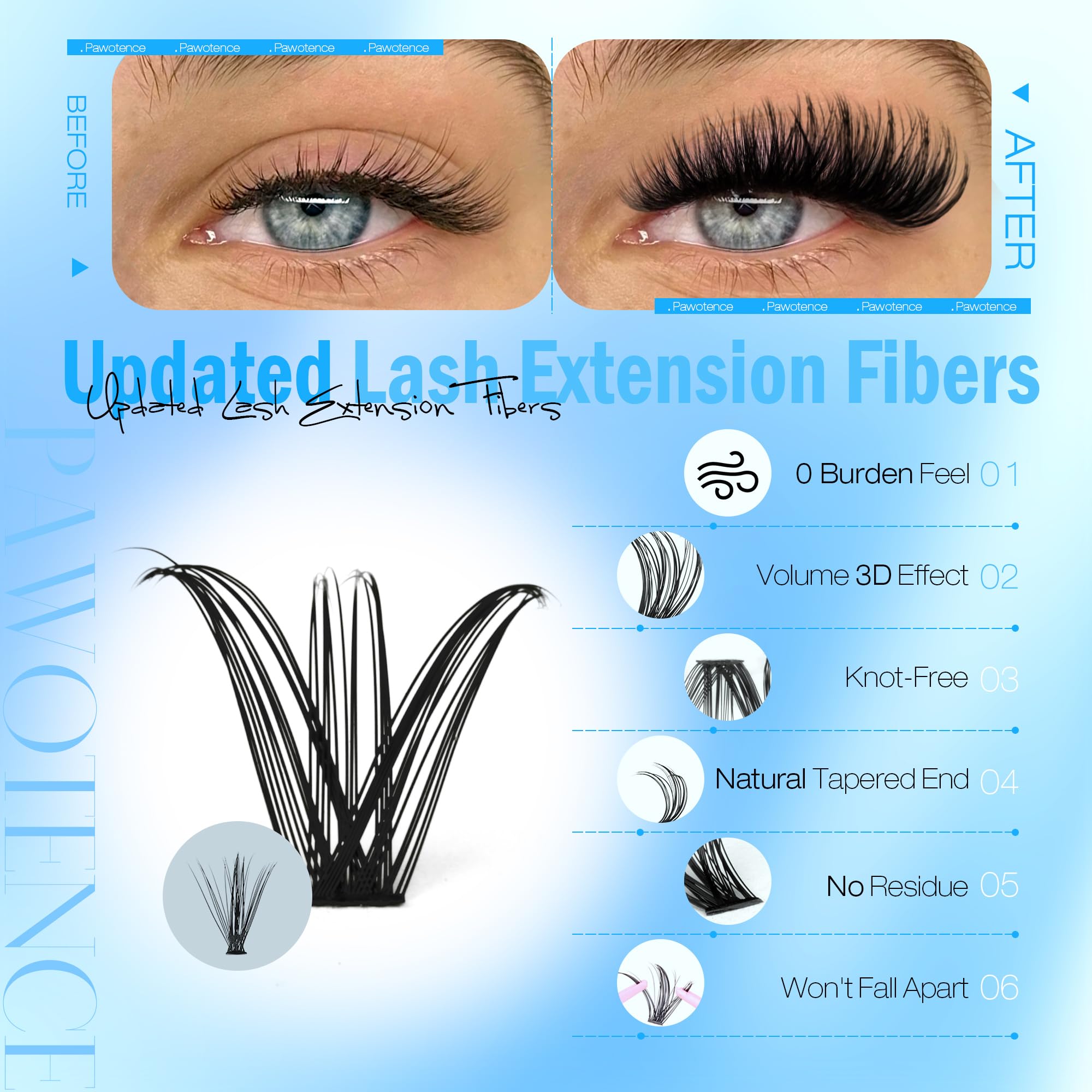 Pawotence Lash Extension Kit DIY 280pcs Lash Clusters Eyelash Extension Kit, 9-16mm 30D 40D Individual Lashes Kit with Lash Bond and Seal, Lash Tweezers for Self Use (30D&40D, 0.07D, 9-16mm, Kit)