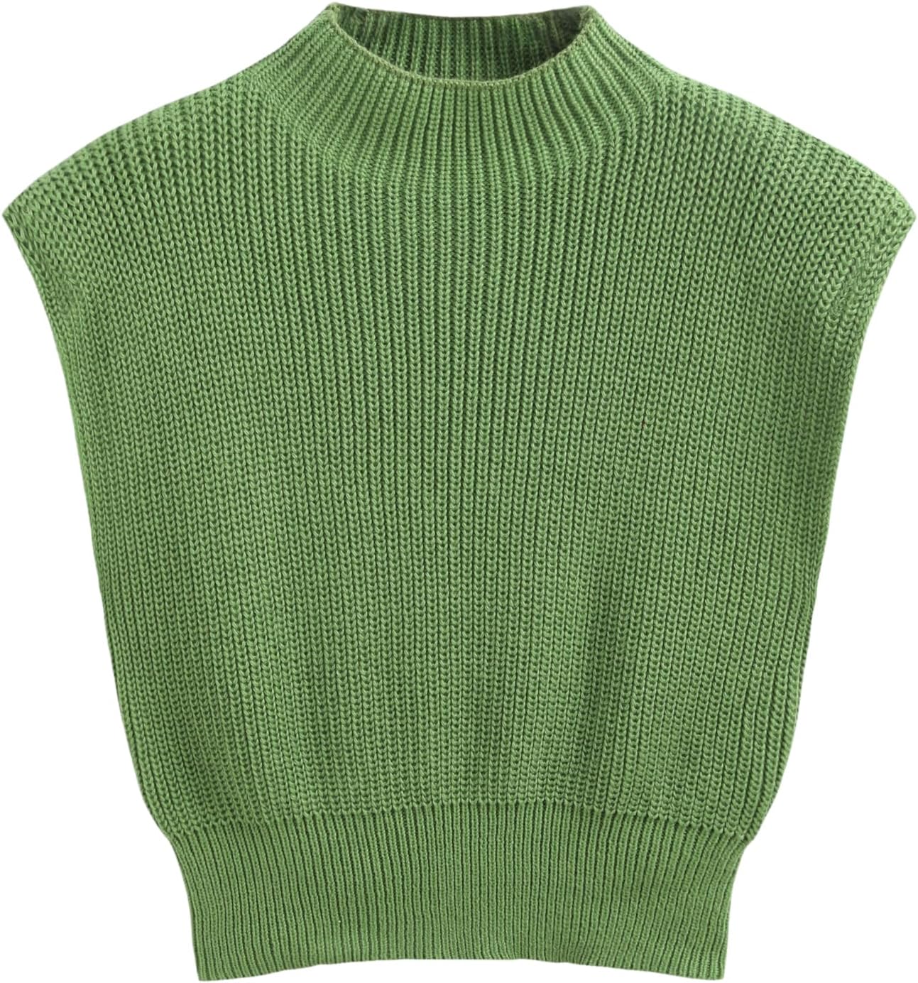 CIDER Women's Mock Neck Sleeveless Sweater Tops Cap Sleeve Sweater Vests Tank Tops