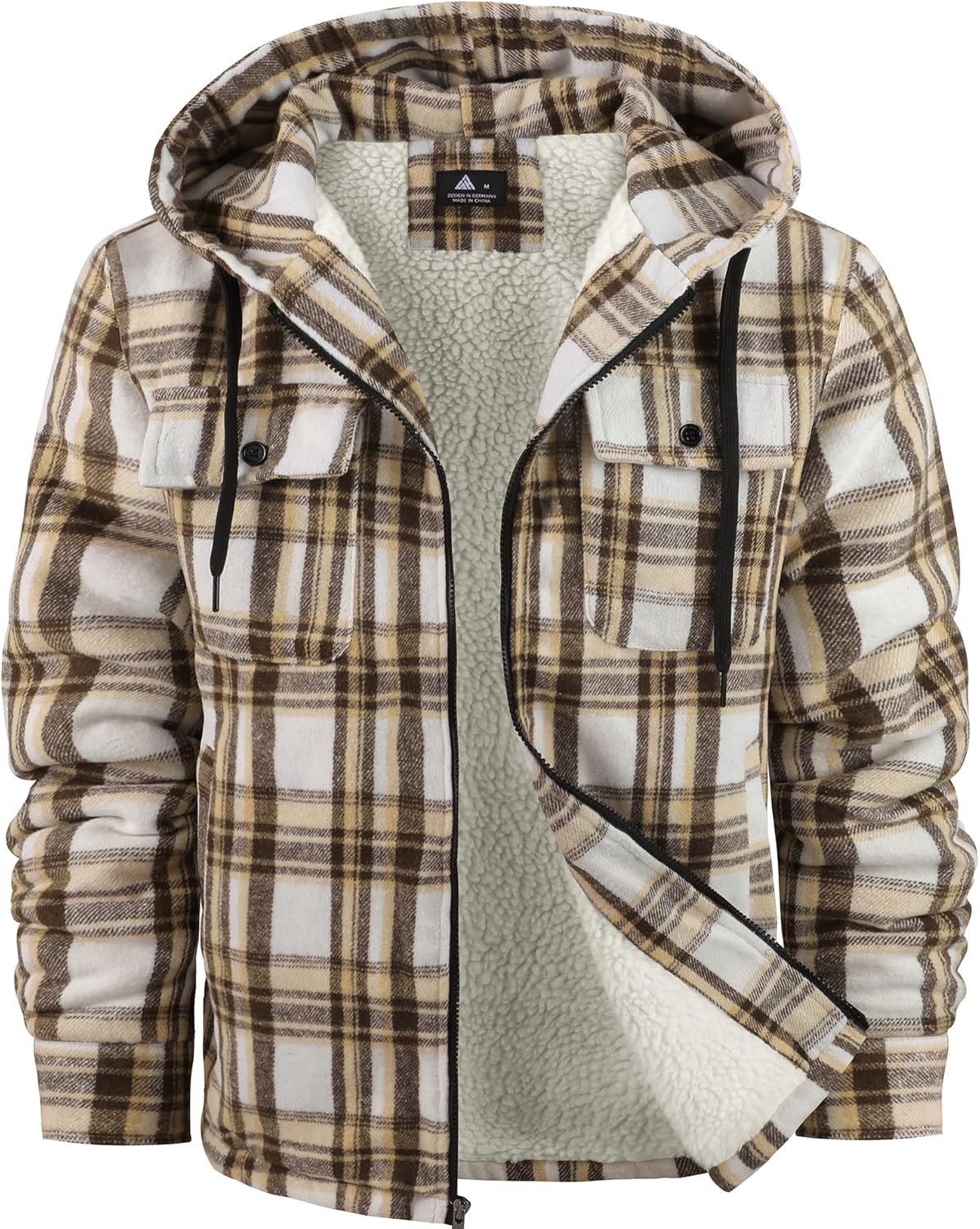 GEEK LIGHTING Men's Flannel Shirts Jacket Sherpa Lined Fleece Plaid Hoodie Long Sleeve Winter Warm Coat