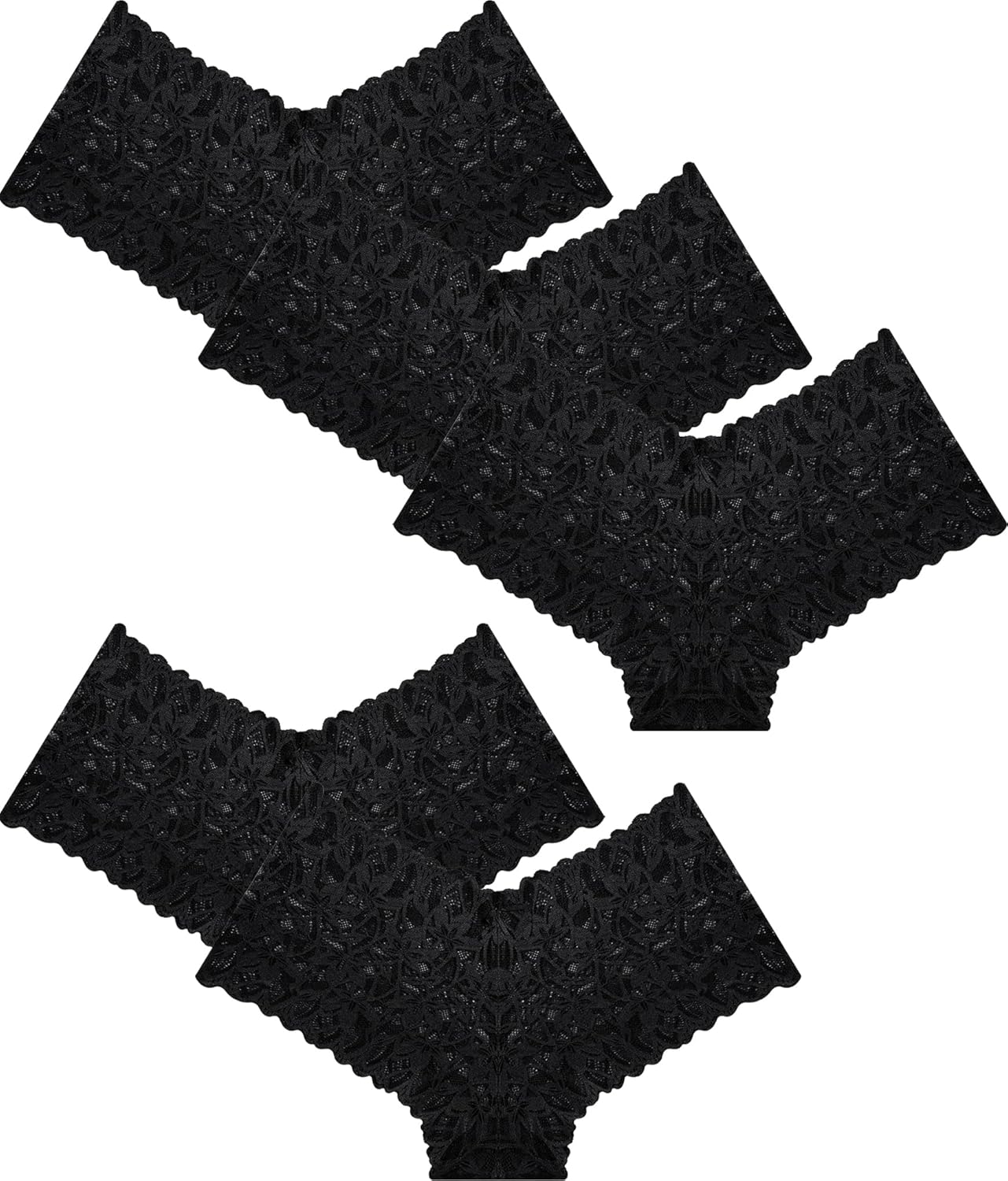 Sexy Underwear Panties for Women Cheeky V Waist Lace Boyshorts Plus Size Underwear Women 5 Pack