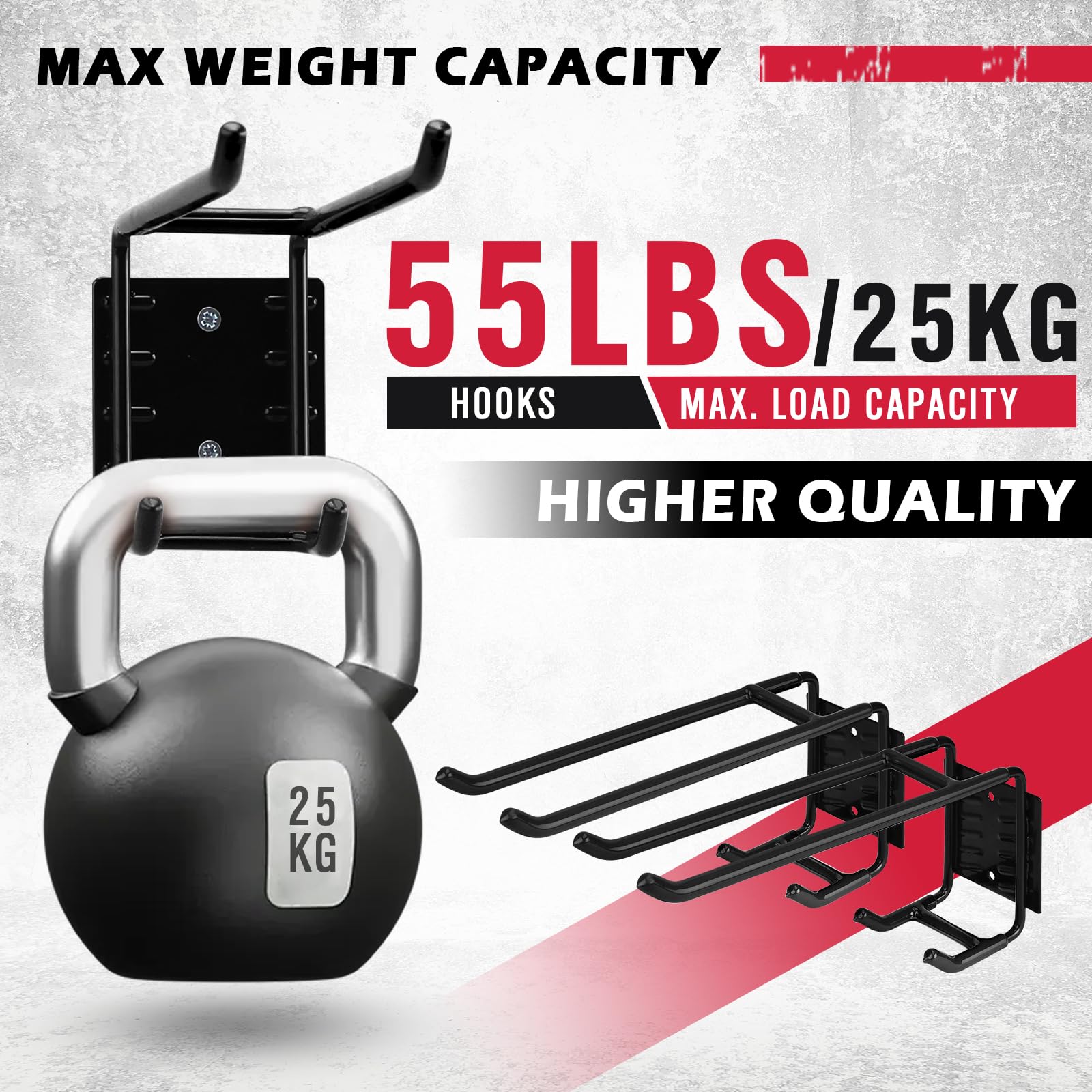 SEDY 6-Piece Heavy Duty Garage Storage Hooks, Wall Mount J Utility Hooks Holds 88 LB, Large Metal Utility, Garage Storage Ladders for Bikes, Garden Tools