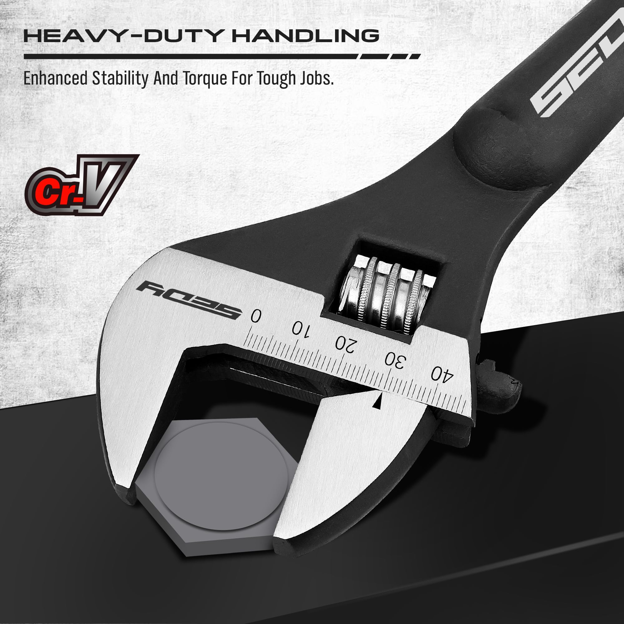 Adjustable Wrench Set Wrenches Sets: 4-Piece 6, 8, 10, 12 Inch Chrome Vanadium Steel Corrosion-Resistant Black Oxide Finish for Automotive Plumbing and Household Repairs