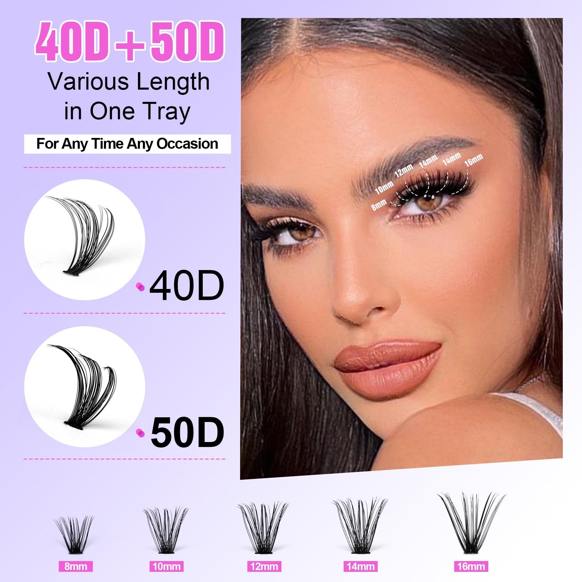 Pawotence Lash Extension Kit DIY 280pcs Lash Clusters Eyelash Extension Kit, 9-16mm 30D 40D Individual Lashes Kit with Lash Bond and Seal, Lash Tweezers for Self Use (30D&40D, 0.07D, 9-16mm, Kit)