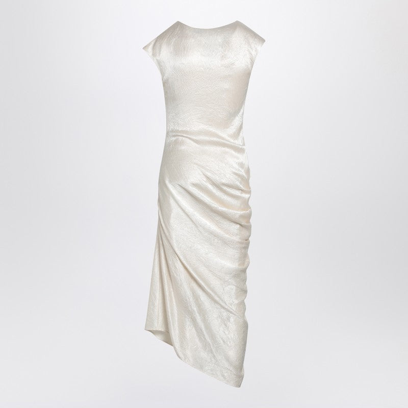 Alexander Mcqueen Ivory Asymmetrical Draped Dress Women