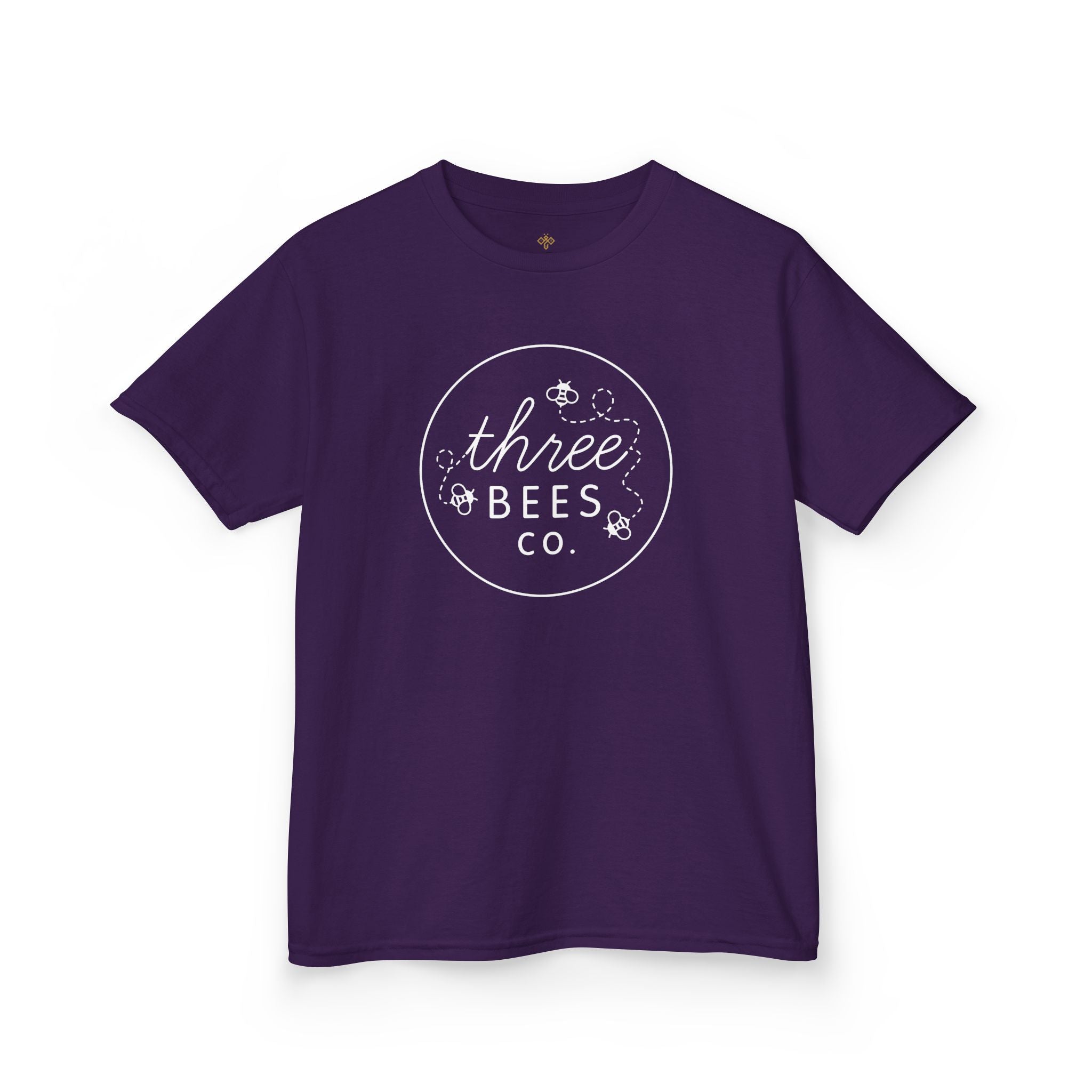 Kids Heavy Cotton Gildan Three Bees Classic Logo in White Hive Tee