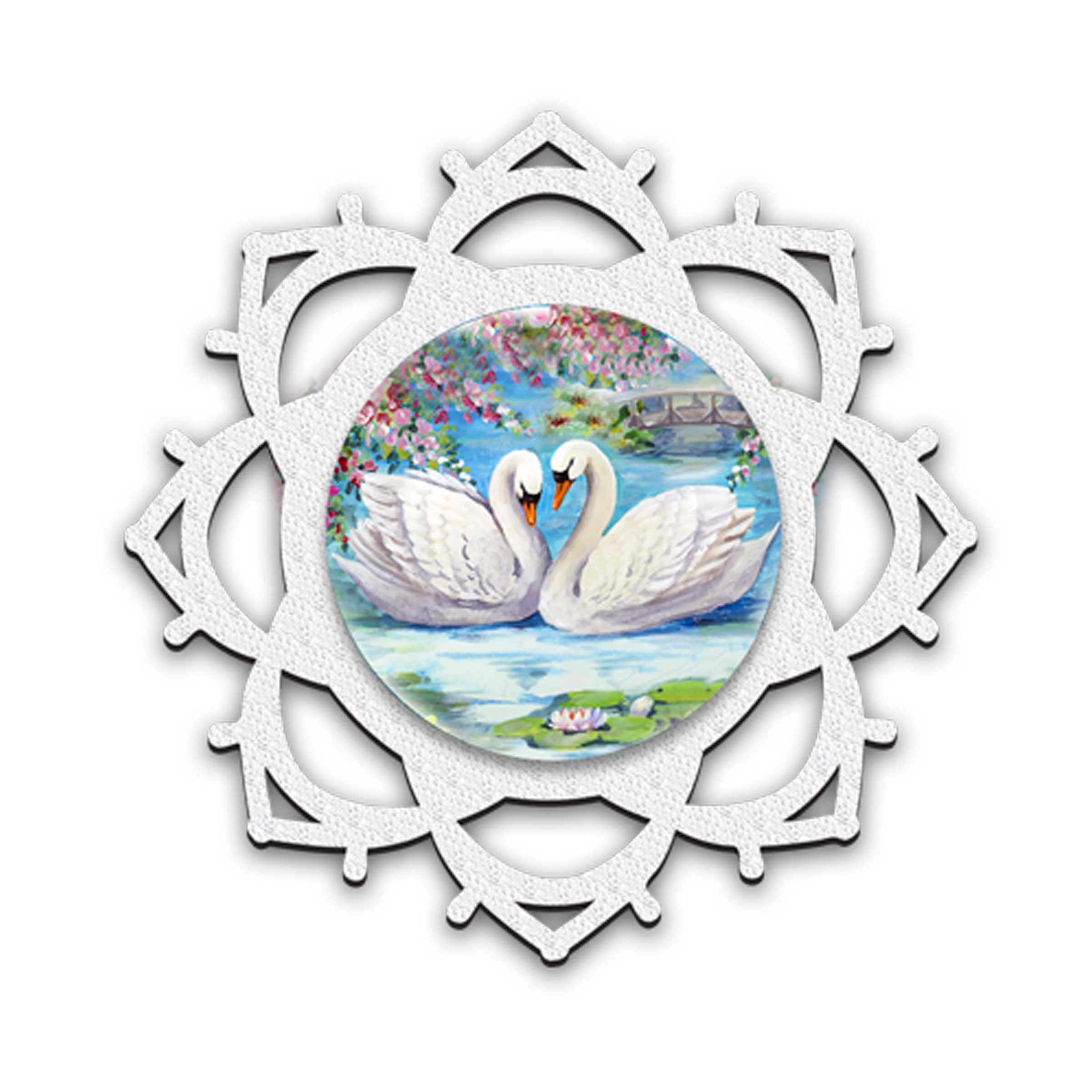 Snowflake Loving Swans Door Hanger by G. DeBrekht - Love Family Kids Decor - 8173433H