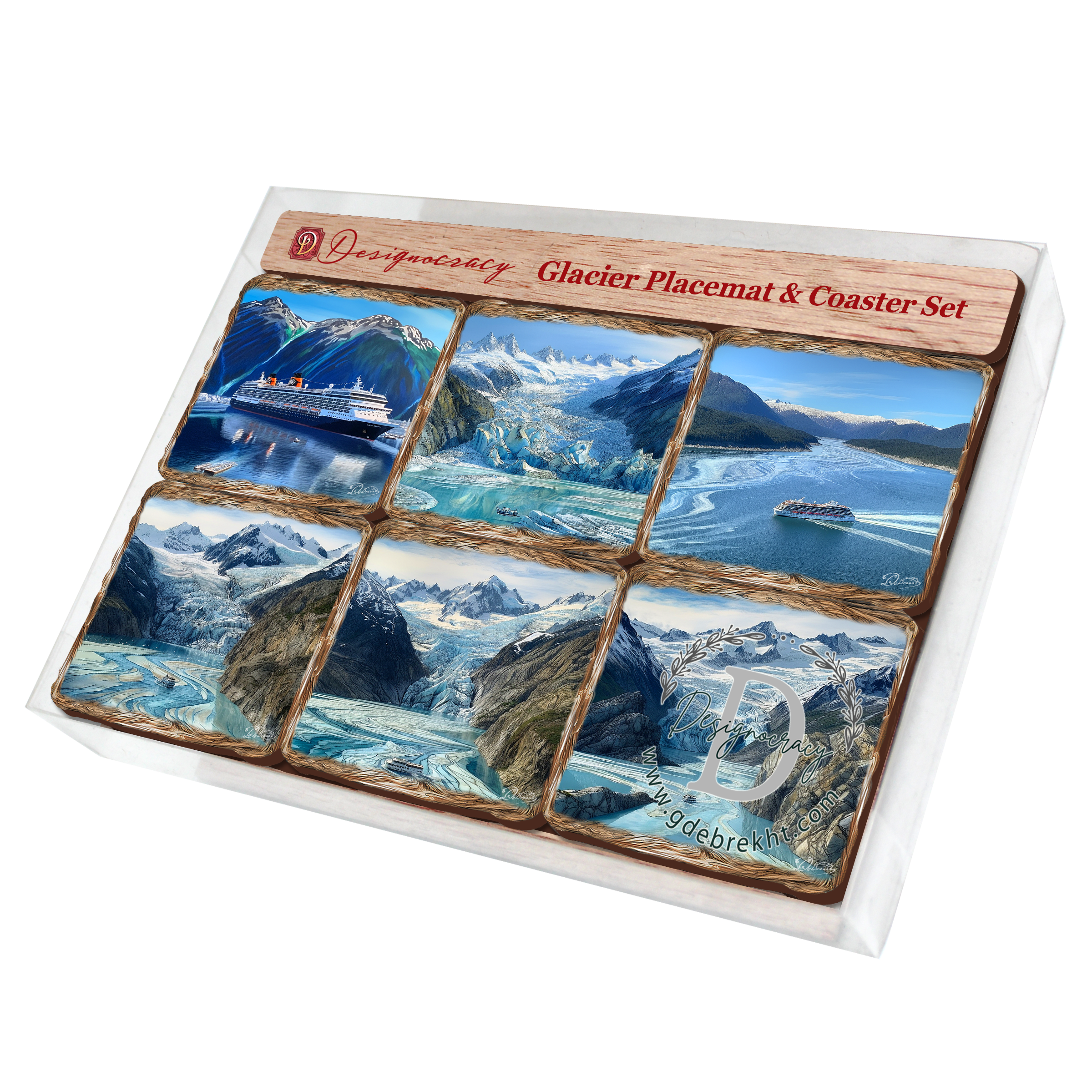 Cruise Ship Wooden Cork Placemat and Coasters Gift Set of 7 by Nature Wonders Nature Wildlife Décor - 85410C-S7