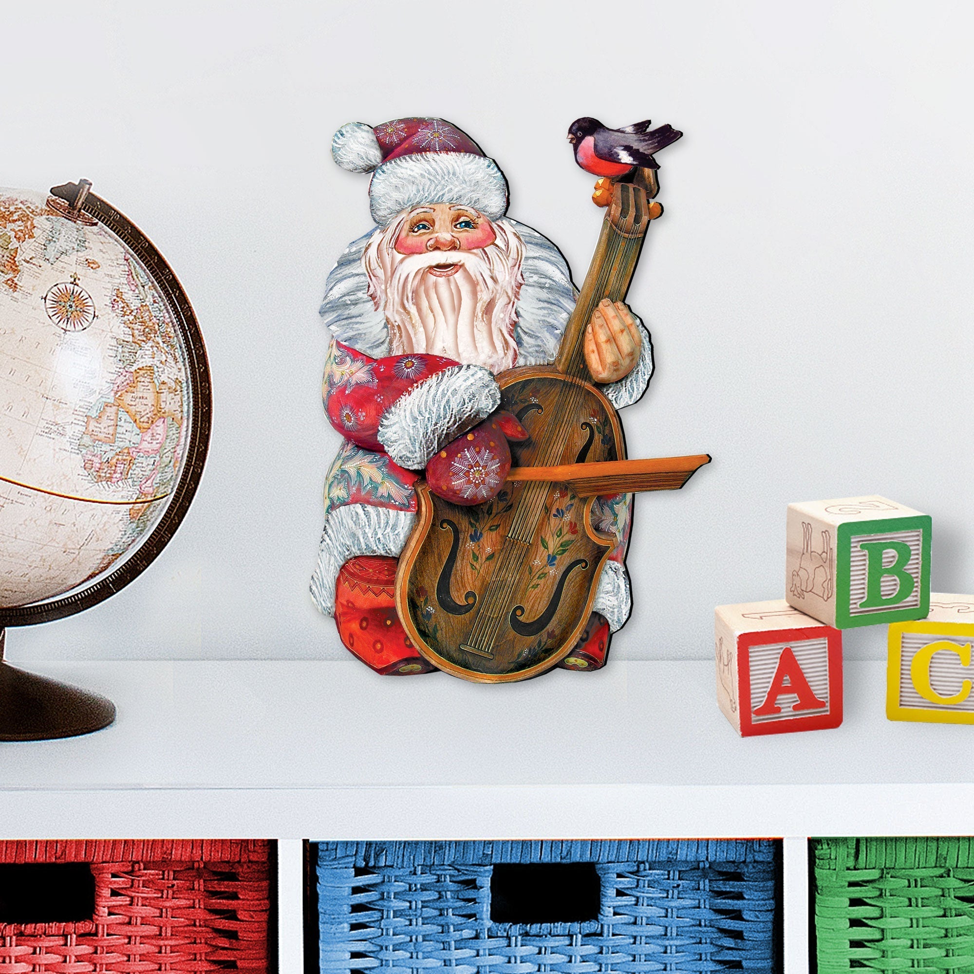 Violin Santa Christmas Door Decor by G. DeBrekht - Christmas Santa Snowman Decor - 8116210H