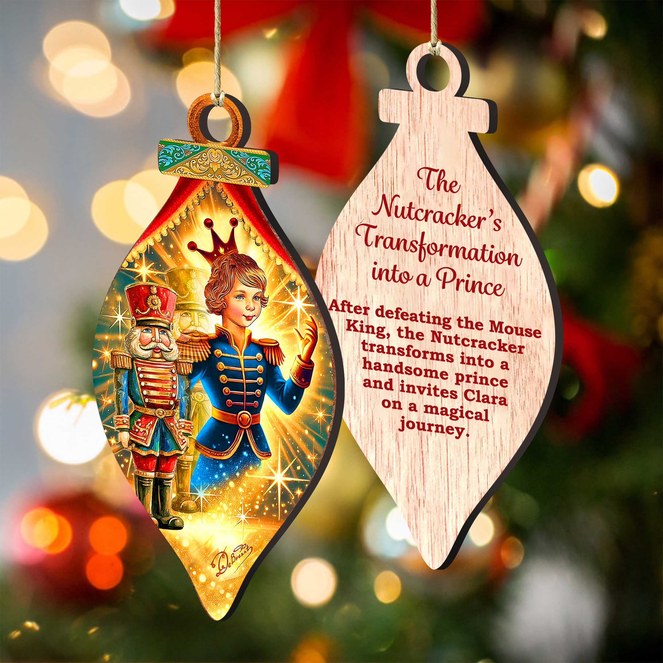 The Enchanted Nutcracker Suite Wooden Ornaments Set of 12 by G. DeBrekht - Christmas Décor - 8610103-S12
