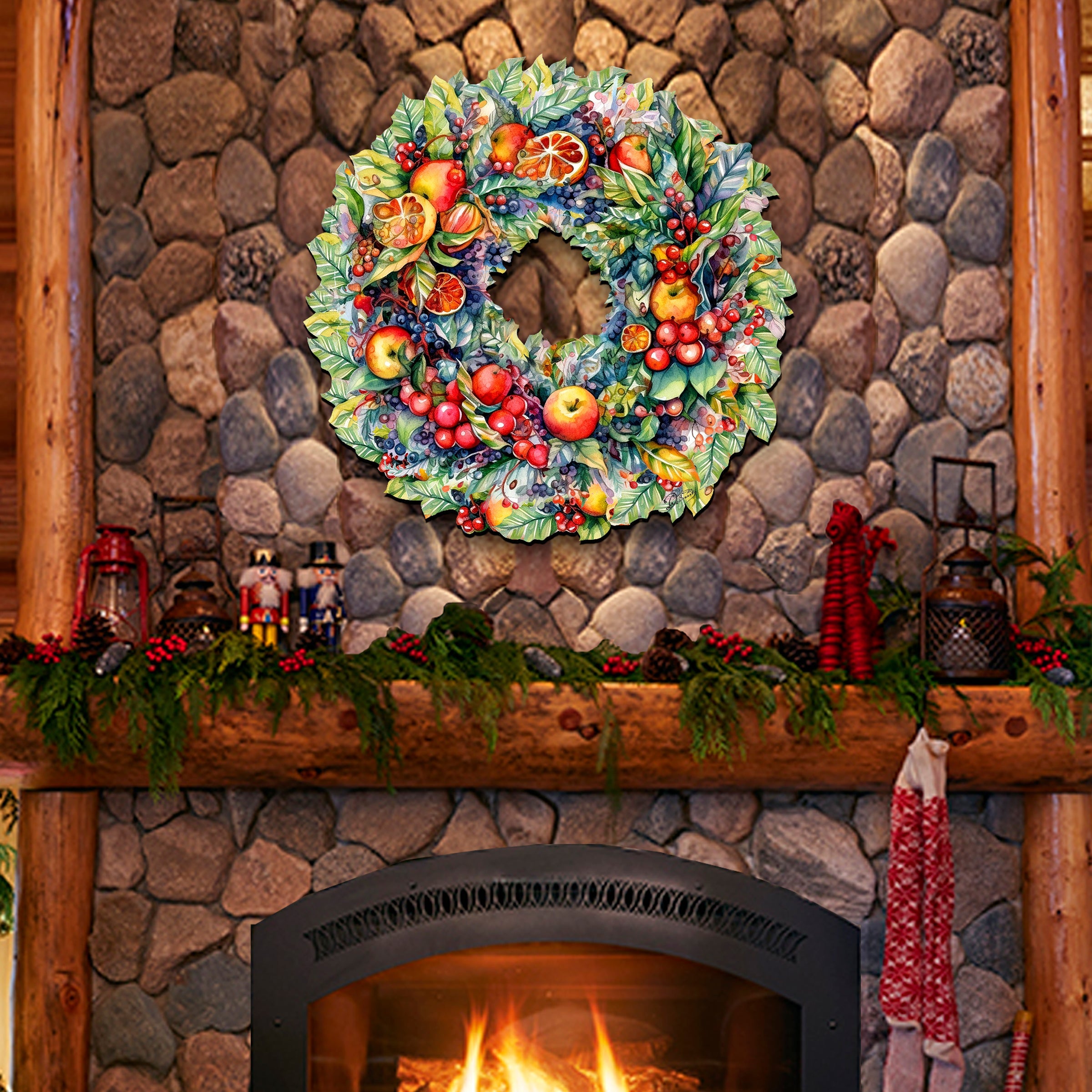 Summer Harvest Fruit Wreath Holiday Door Decor by G. Debrekht - Fall Halloween Decor - 8611071H