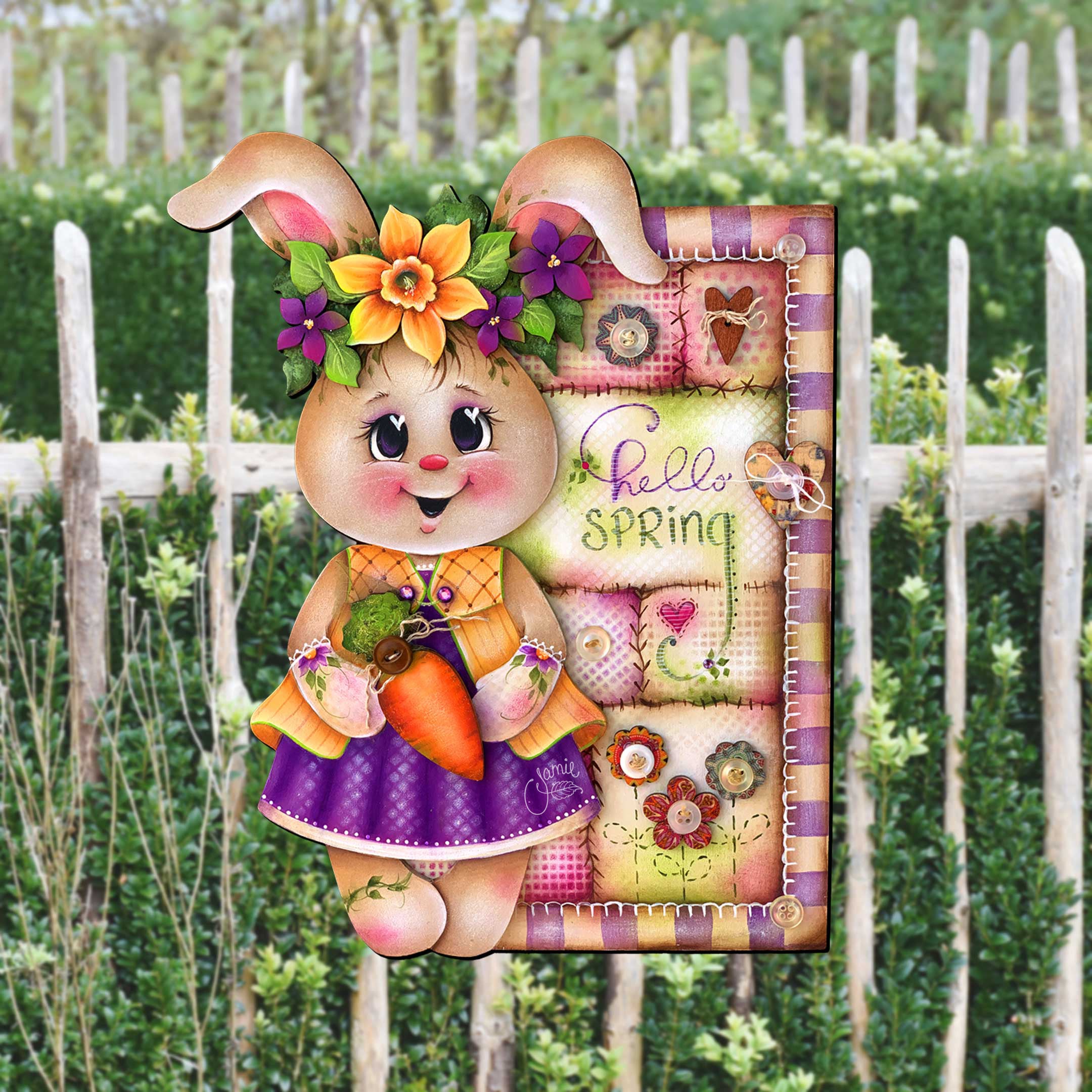 Handcrafted Spring Bunny Front Door Decor – Spring Home Decor - Rustic Easter Door Hanger by J. Mills-Price - 8652827H