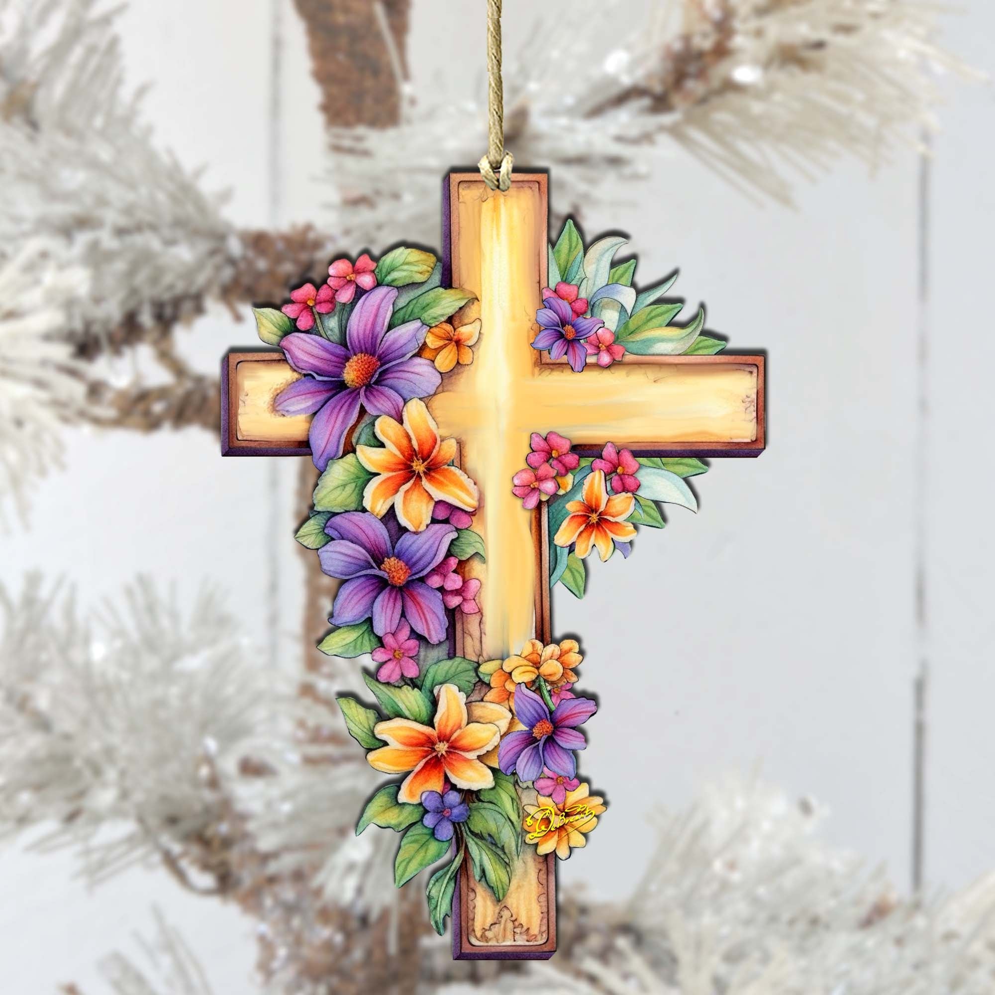 Garden Serenity Cross Wooden Ornaments by G. DeBrekht Easter Spring Décor - 8688168
