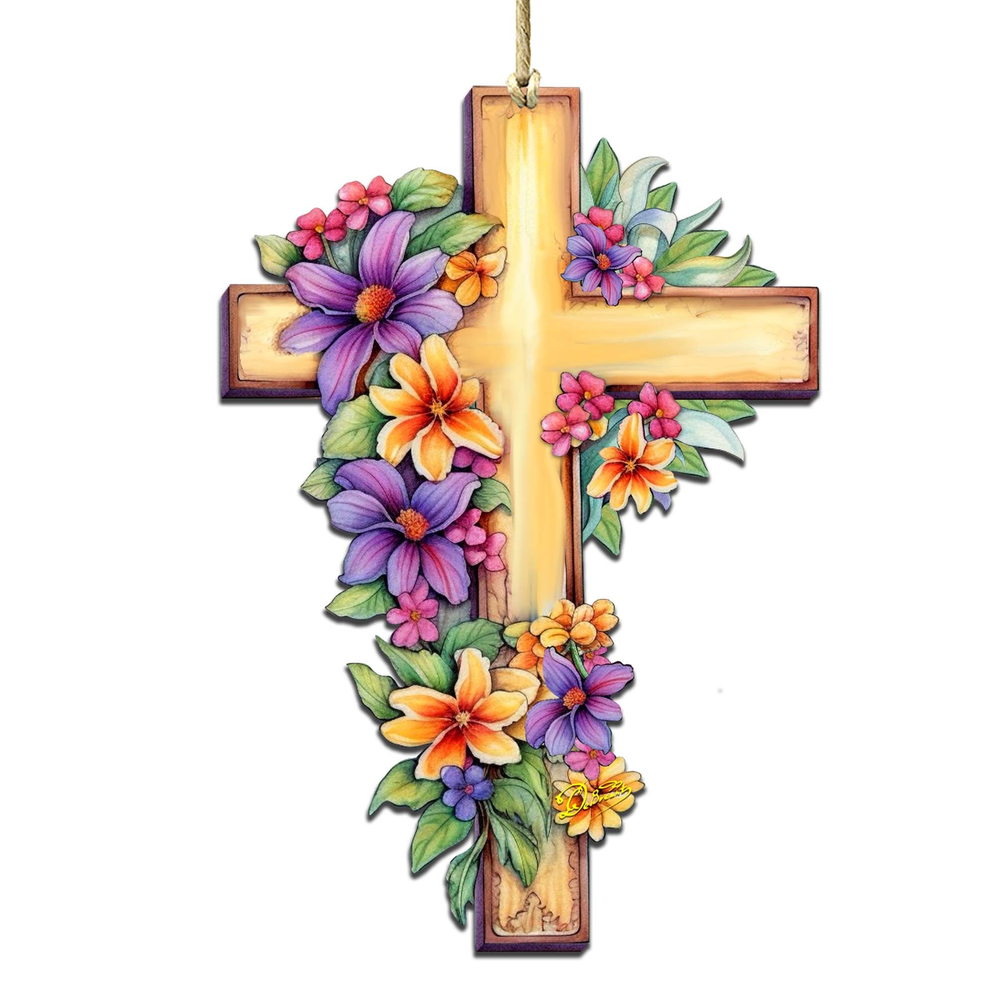 Garden Serenity Cross Wooden Ornaments by G. DeBrekht Easter Spring Décor - 8688168