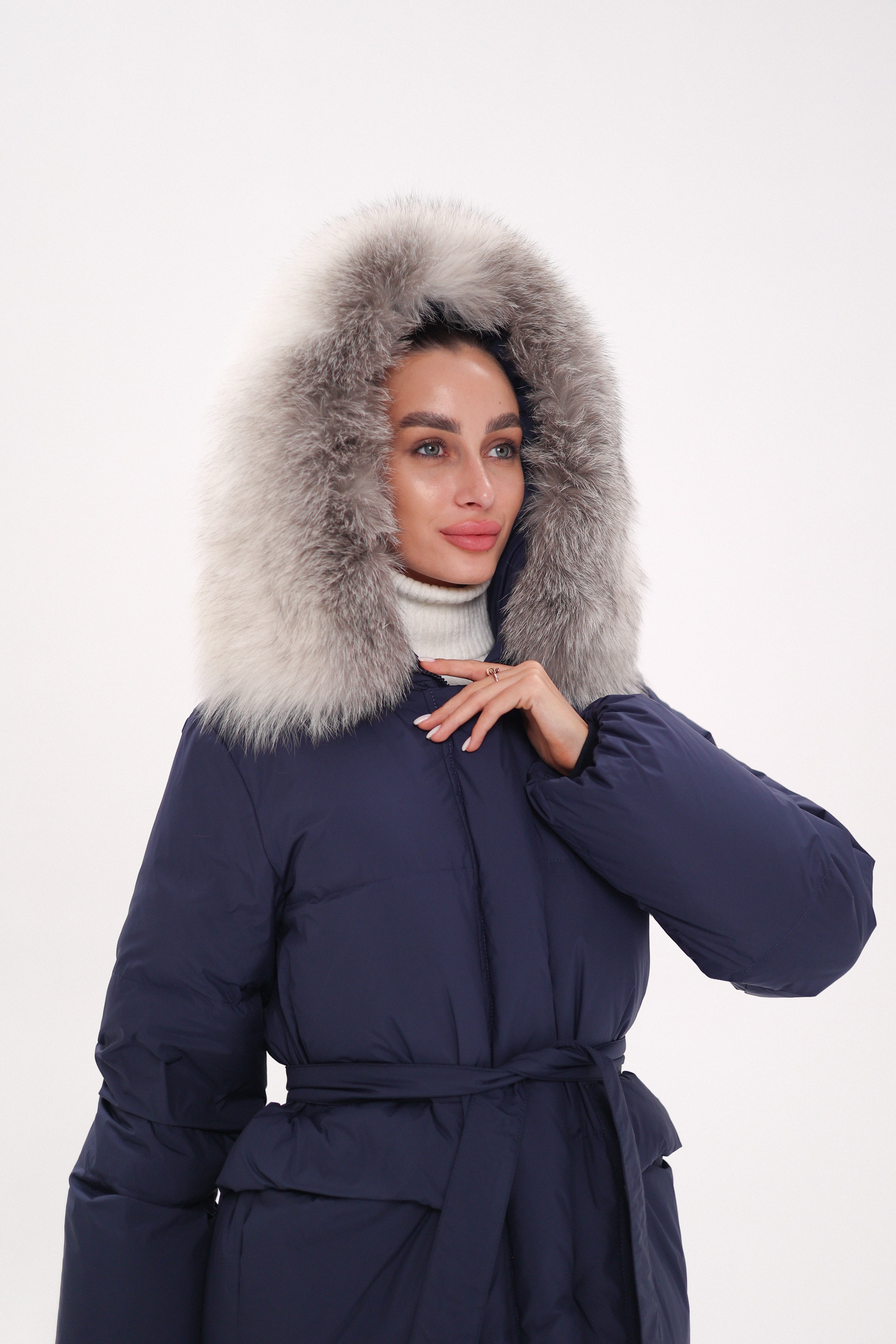 Genuine Silver Fox Down Fill Coat