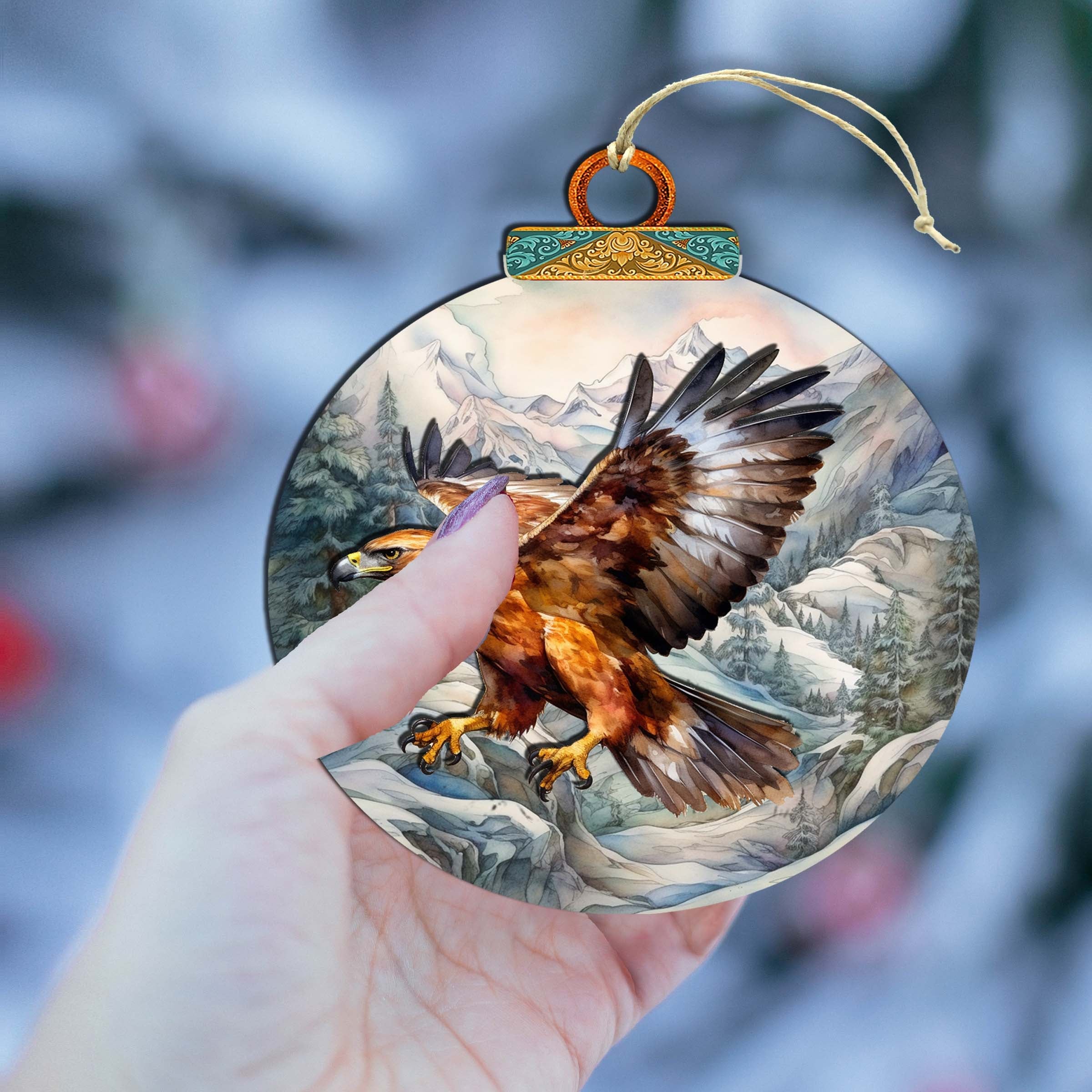 Flying Golden Eagle Wooden Ornaments by G.Debrekht - Wildlife Holiday Décor - 870060