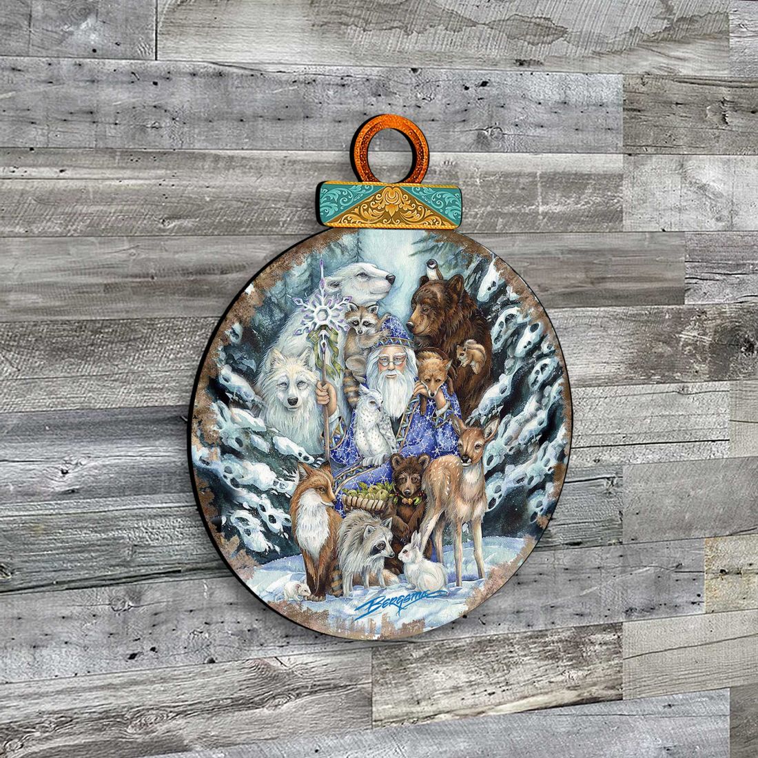 Gather in Peace Father Winter Animals Wall Hanger by J. Bergsma - Christmas Decor - 8591968H-JB