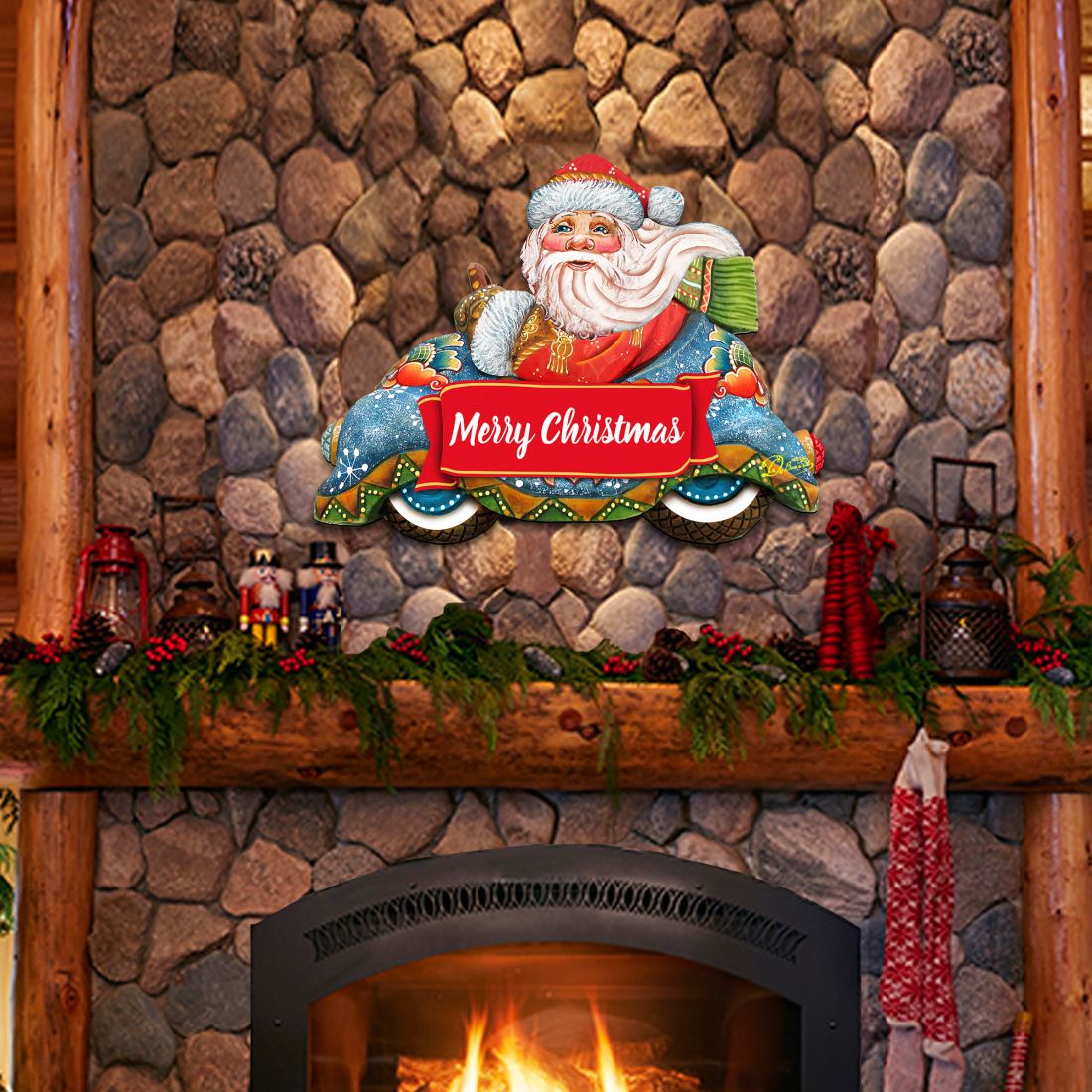 Merry Christmas Santa Door Decor by G. DeBrekht - Christmas Santa Snowman Decor - 8112045-2H